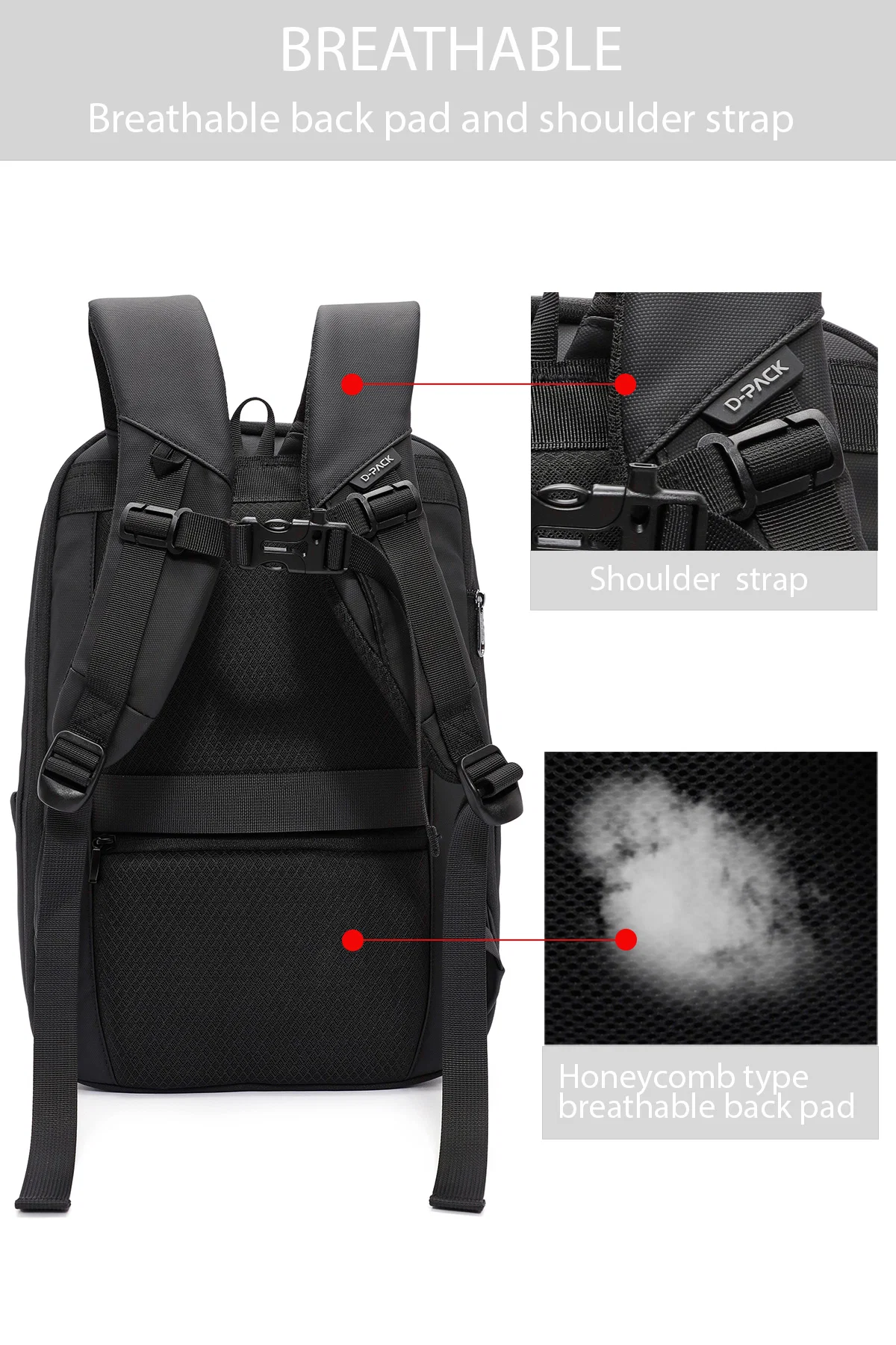 D-Pack Unisex Siyah Sırt Çantası - Image 10