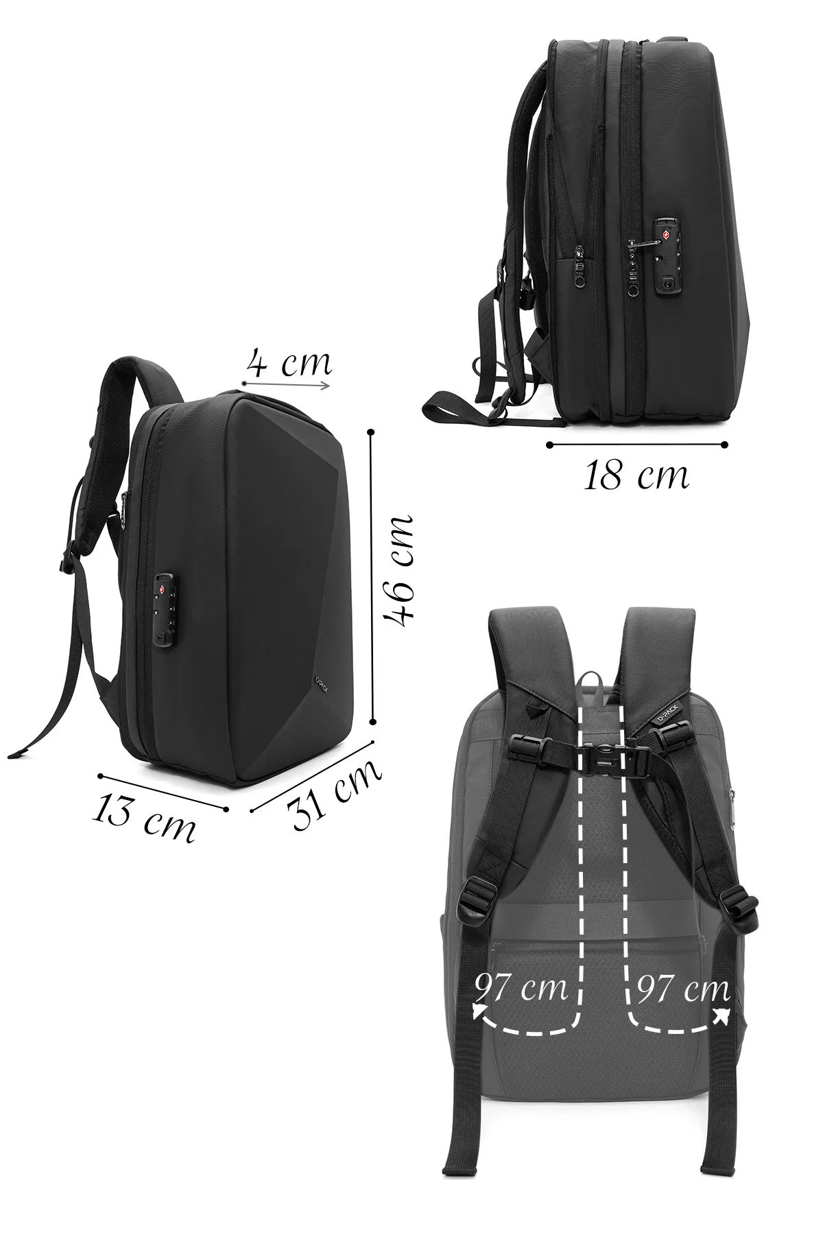 D-Pack Unisex Siyah Sırt Çantası - Image 2