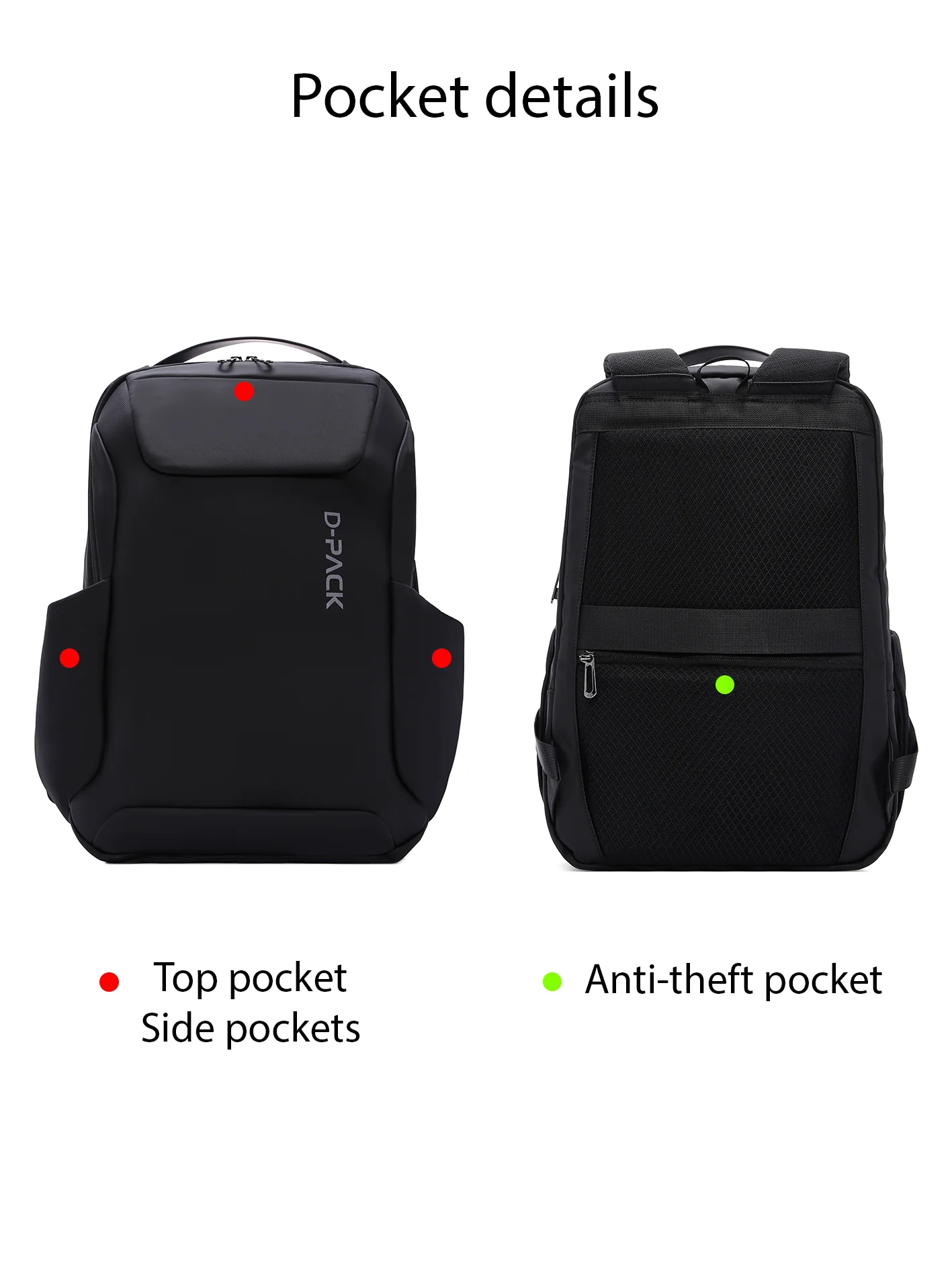D-Pack Unisex Siyah Teknolojik Kumaş Hardcase Sırt Çantası - Image 20