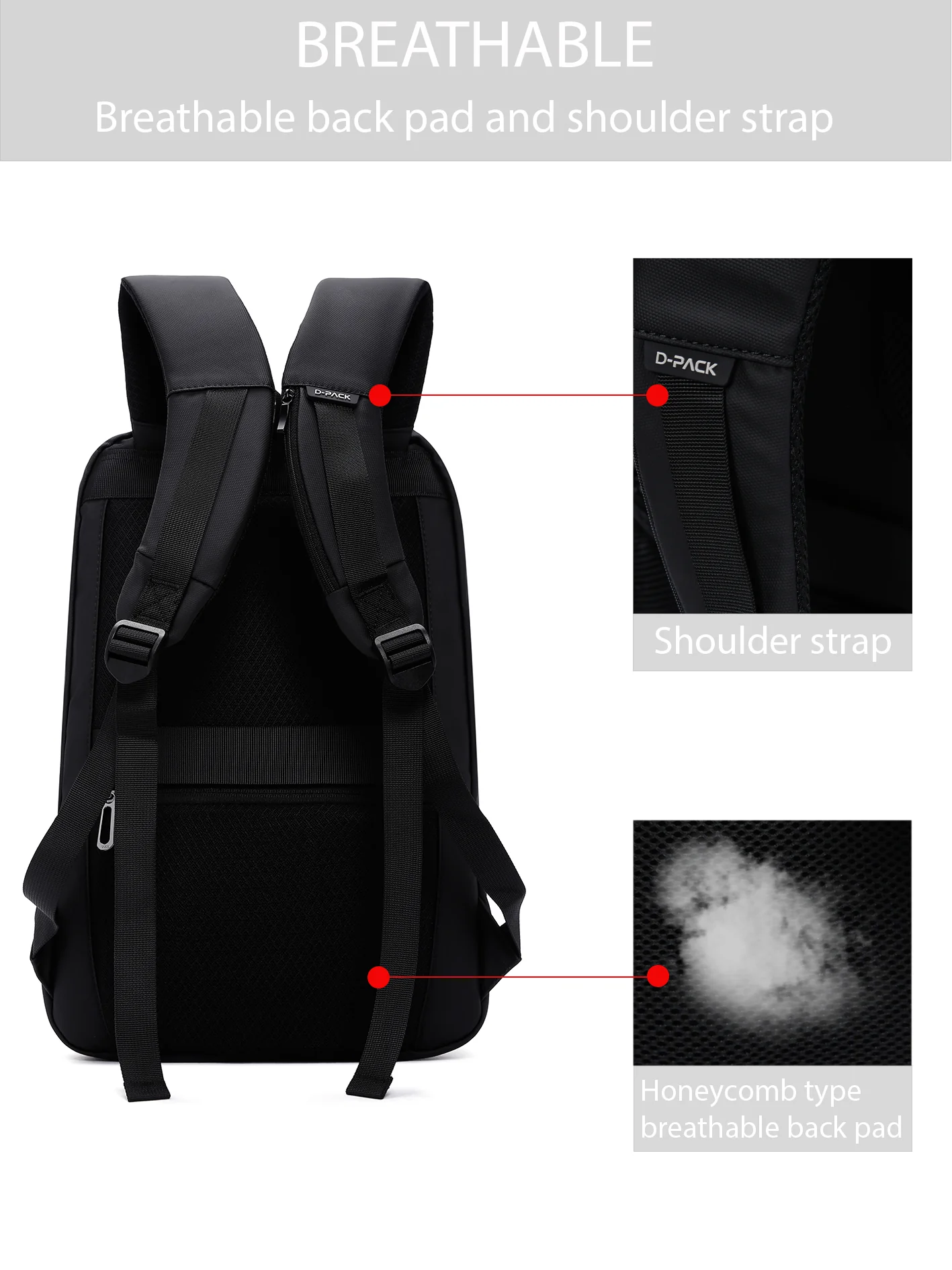 D-Pack Unisex Siyah Teknolojik Kumaş Hardcase Sırt Çantası - Image 15