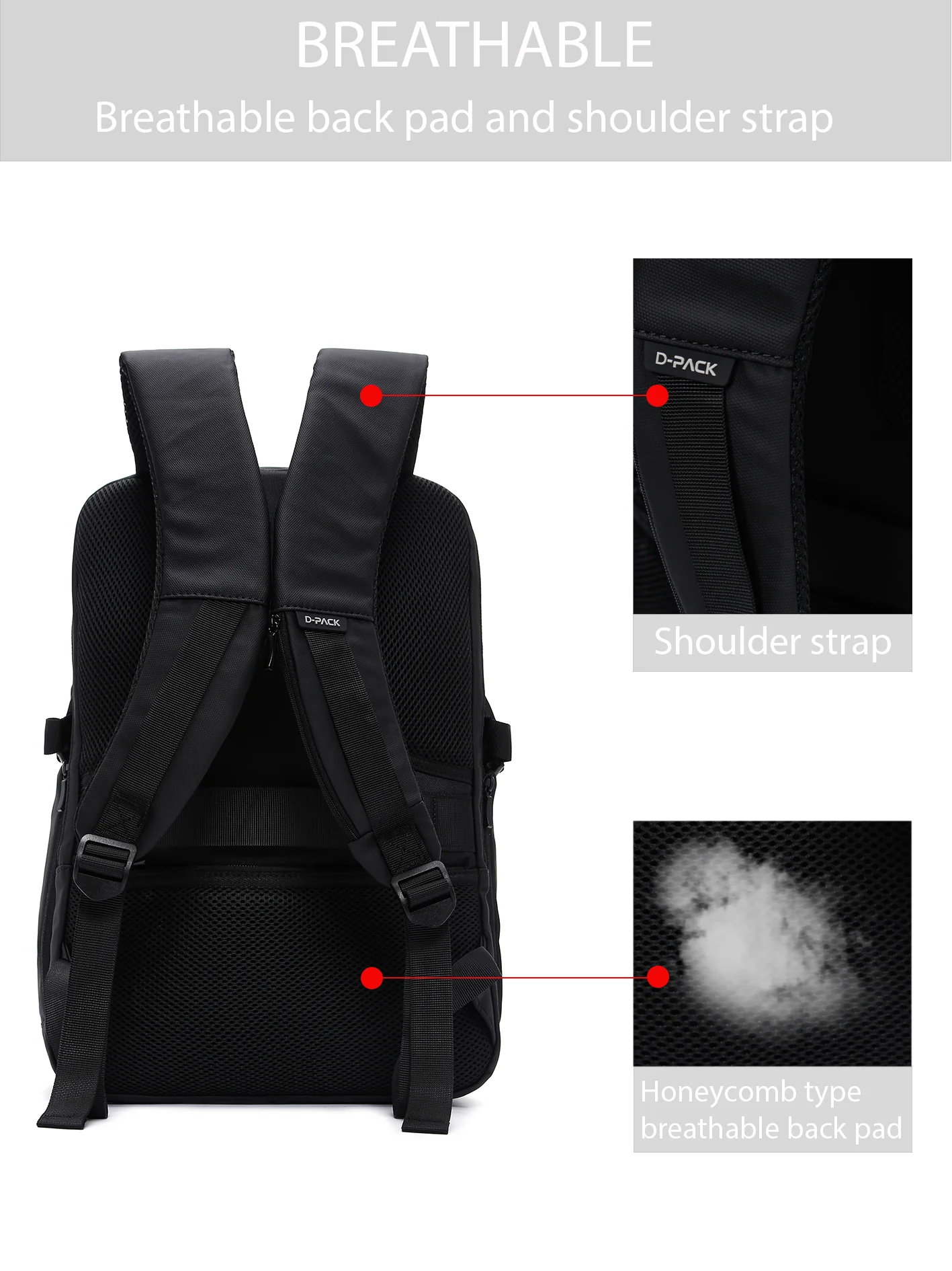 D-Pack Unisex Siyah Teknolojik Kumaş Sırt Çantası - Image 21