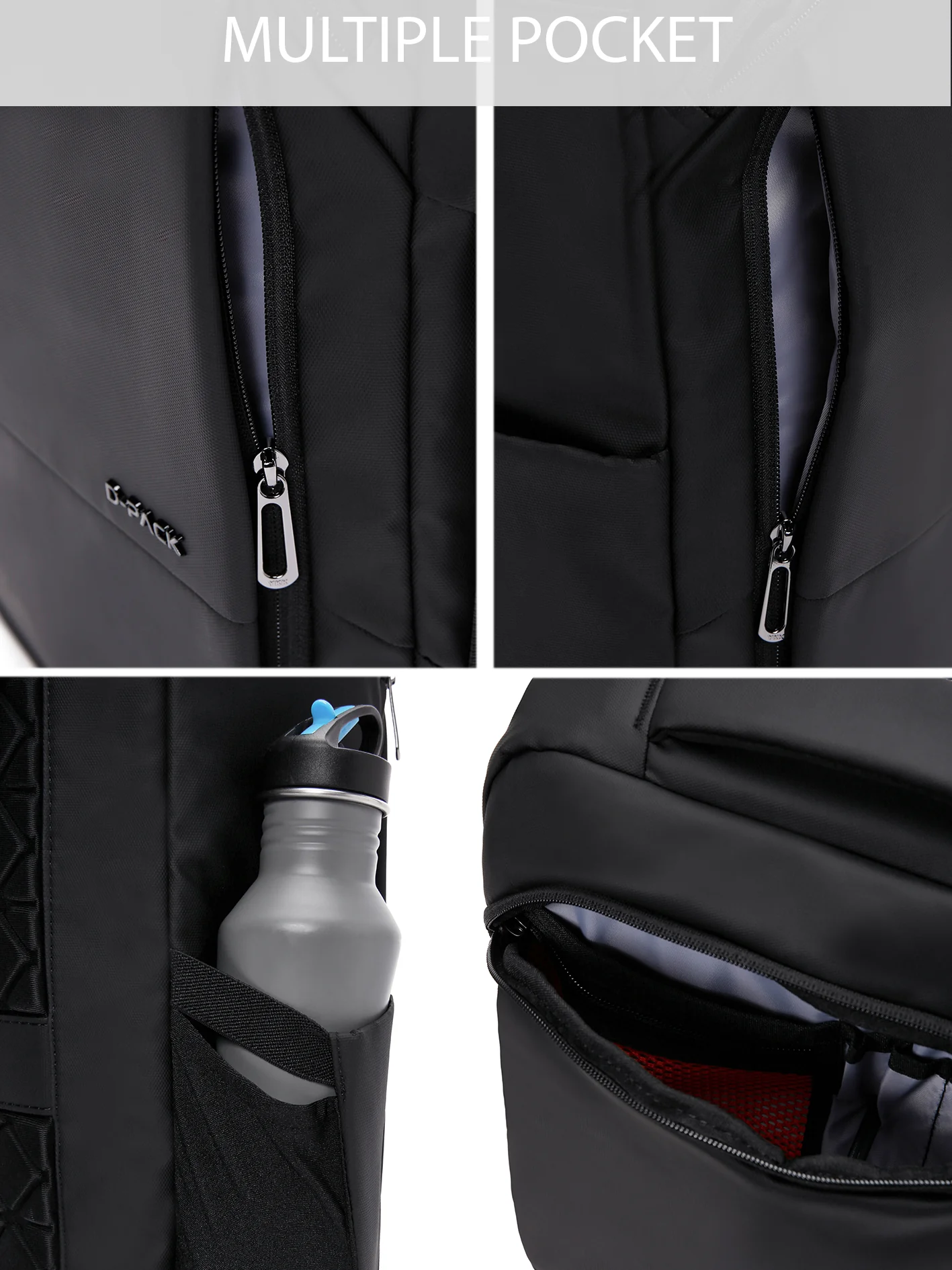 D-Pack Unisex Siyah Teknolojik Kumaş Sırt Çantası - Image 19