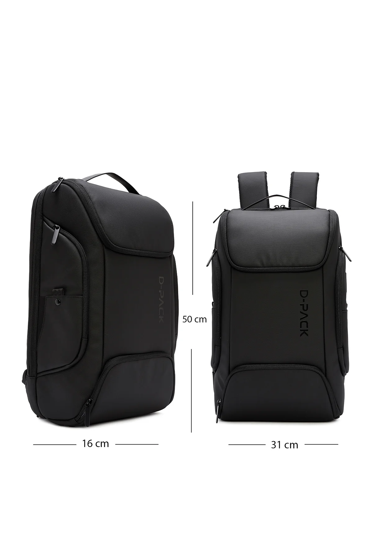 D-Pack Unisex Siyah Teknolojik Kumaş Sırt Çantası - Image 3