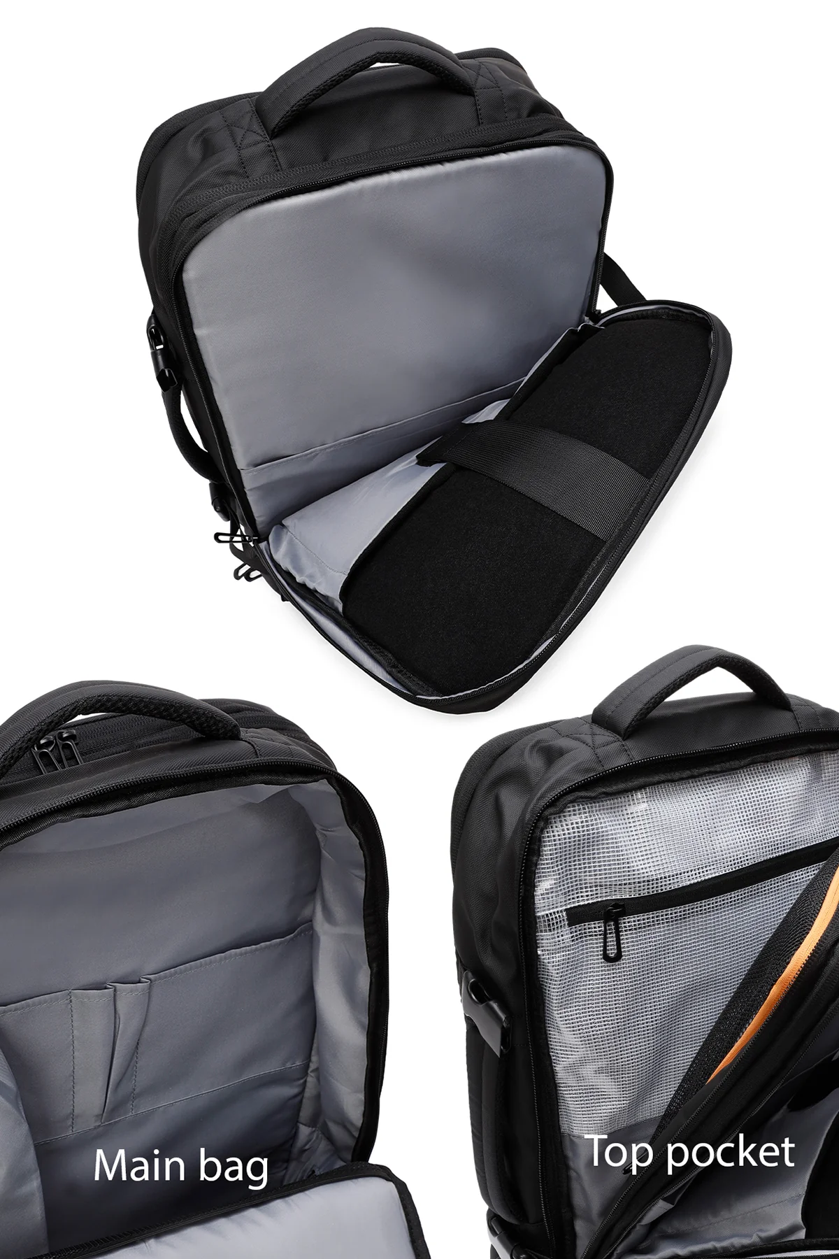 D-Pack Unisex Siyah Teknolojik Kumaş Sırt Çantası - Image 4
