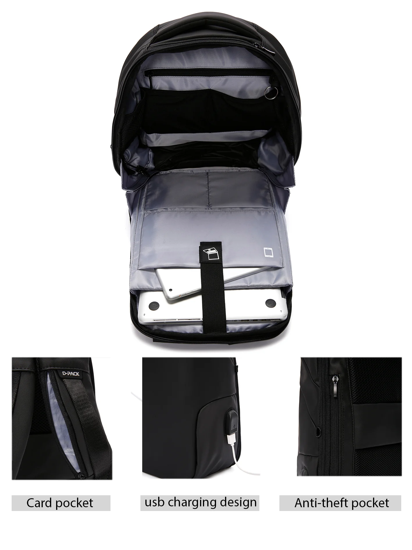 D-Pack Unisex Siyah Teknolojik Sırt Çantası - Image 19