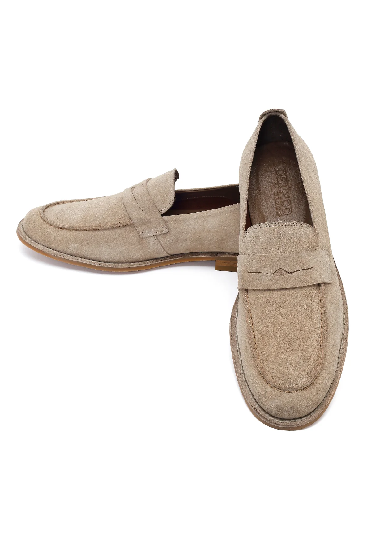 Derimod Black Erkek Bej Süet Deri Klasik Loafer - Image 10