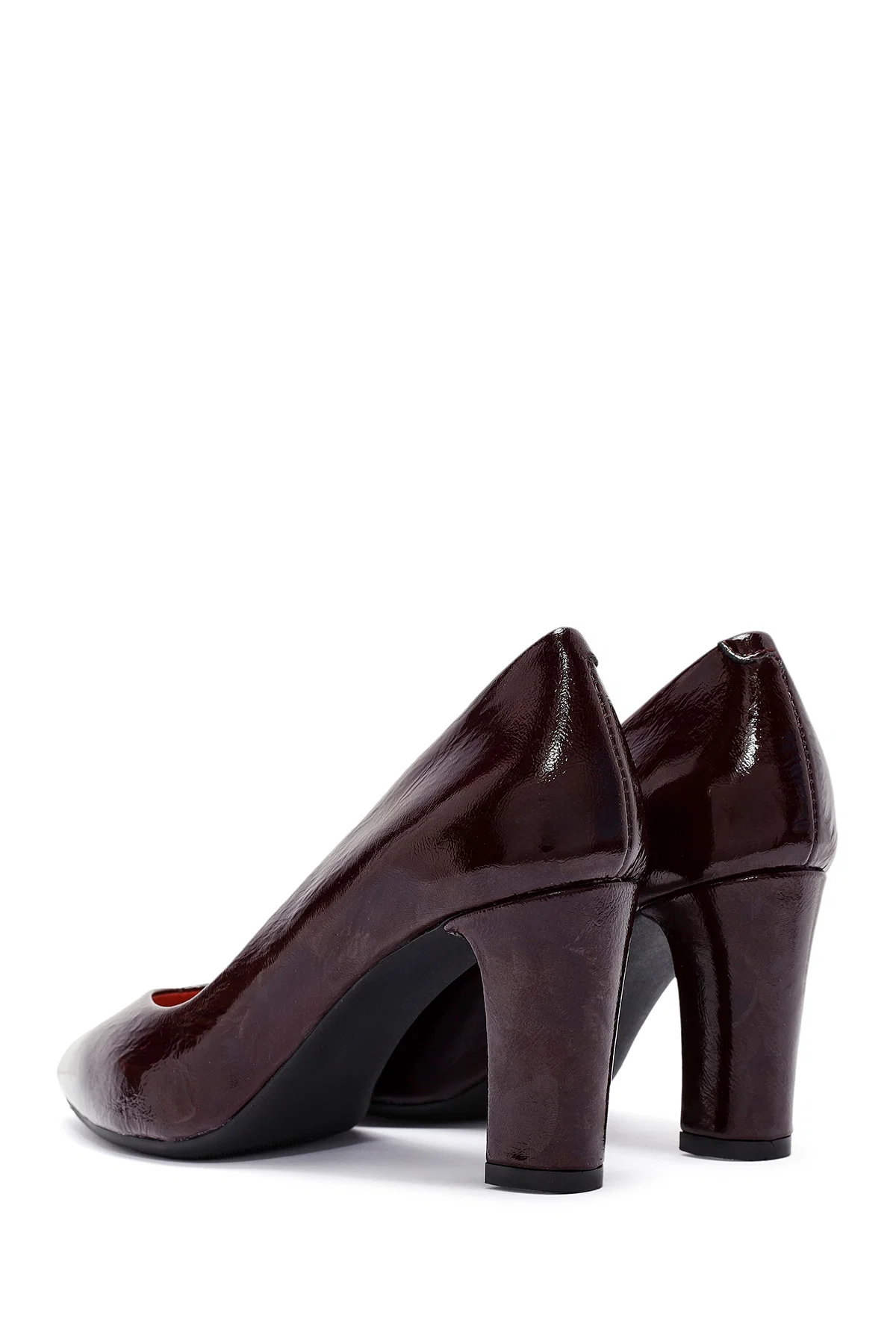 Derimod Gritti Kadın Bordo Kalın Topuklu Rugan Deri Stiletto - Image 6
