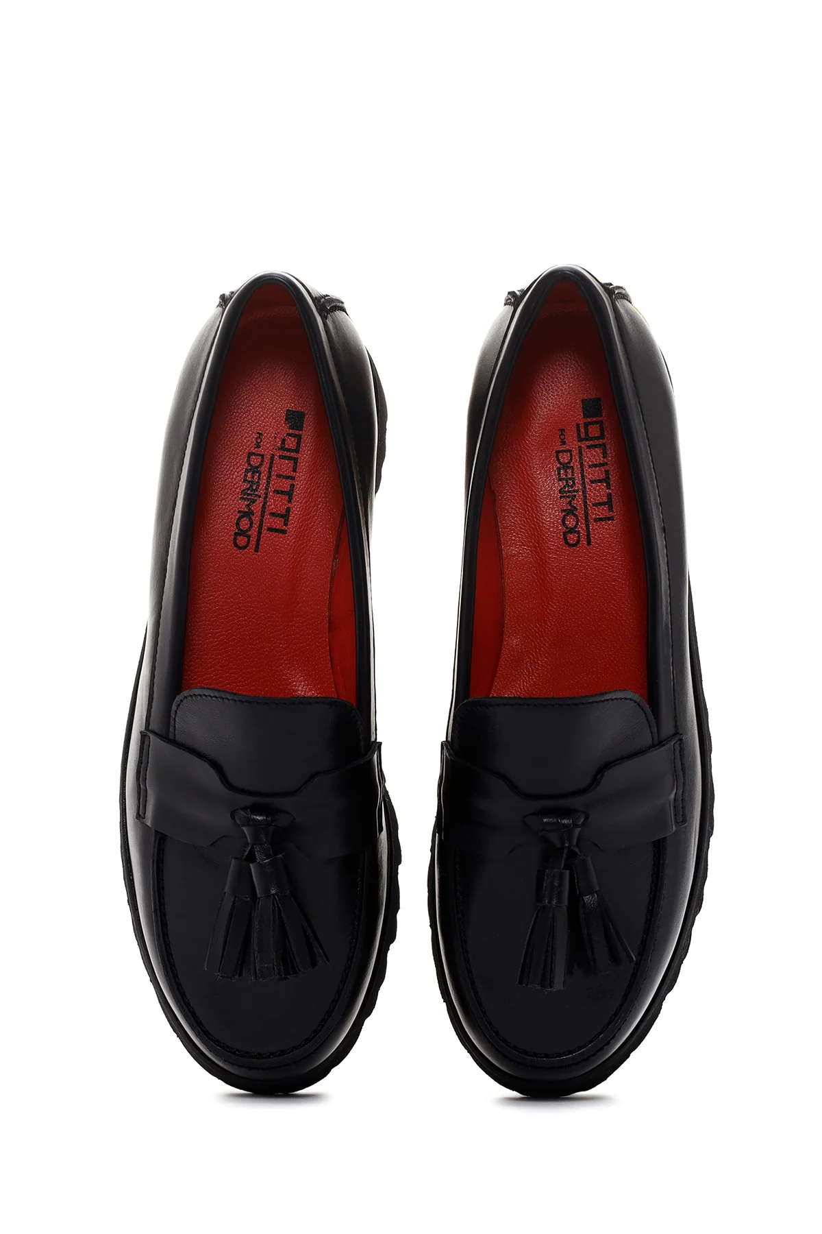 Derimod Gritti Kadın Siyah Deri Maskülen Loafer - Image 6