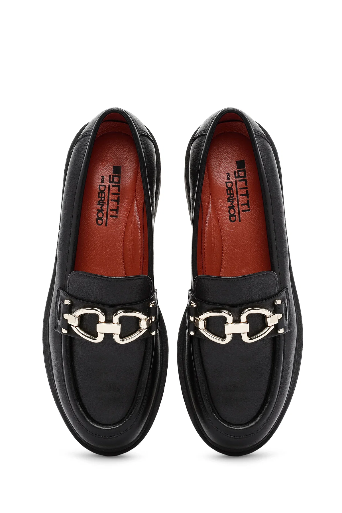 Derimod Gritti Kadın Siyah Toka Detaylı Deri Maskülen Loafer - Image 7
