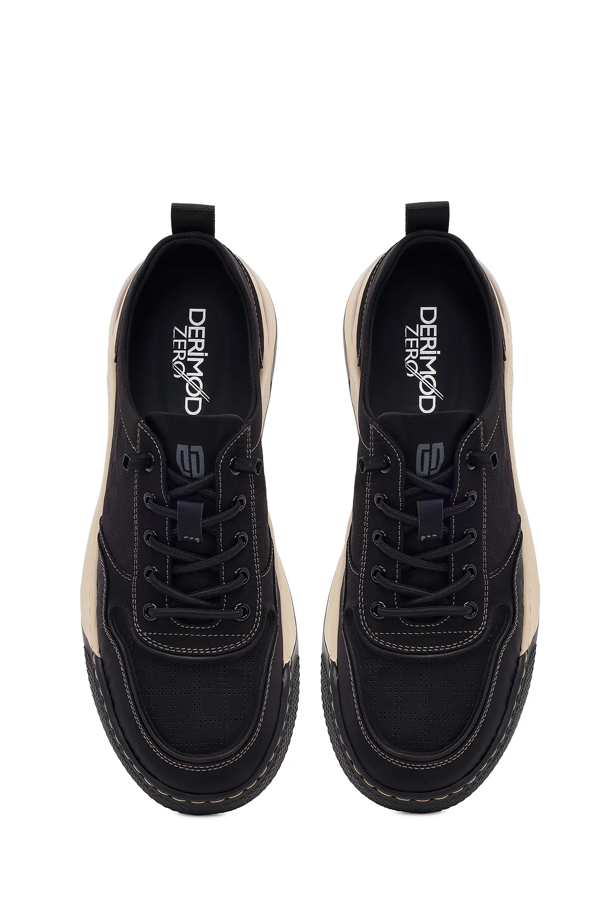 Derimod Zero Erkek Siyah Bağcıklı Kalın Tabanlı Kumaş Sneaker - Image 4