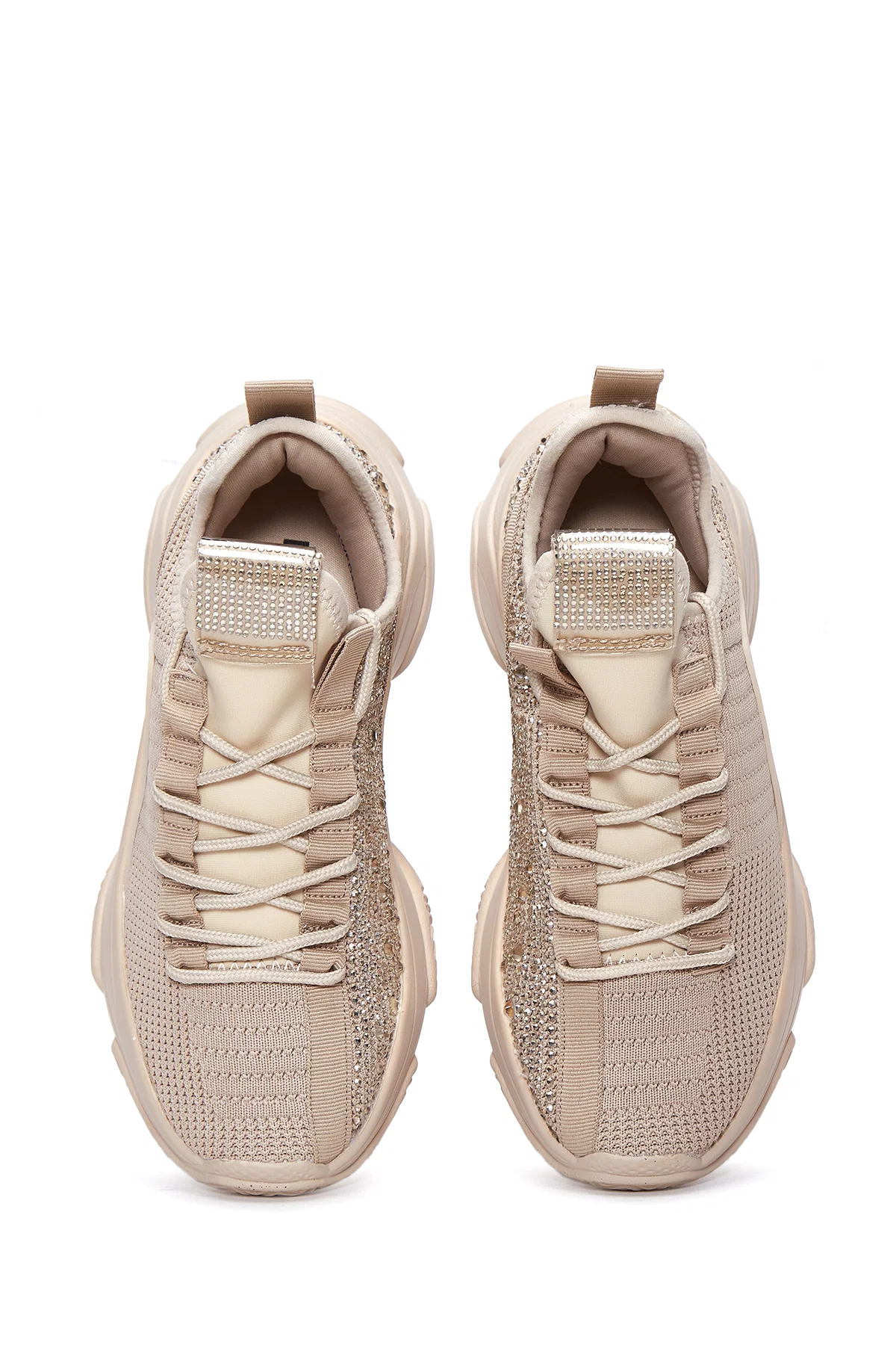 Derimod Zero Kadın Bej Bağcıklı Taş Detaylı Sneaker - Image 6