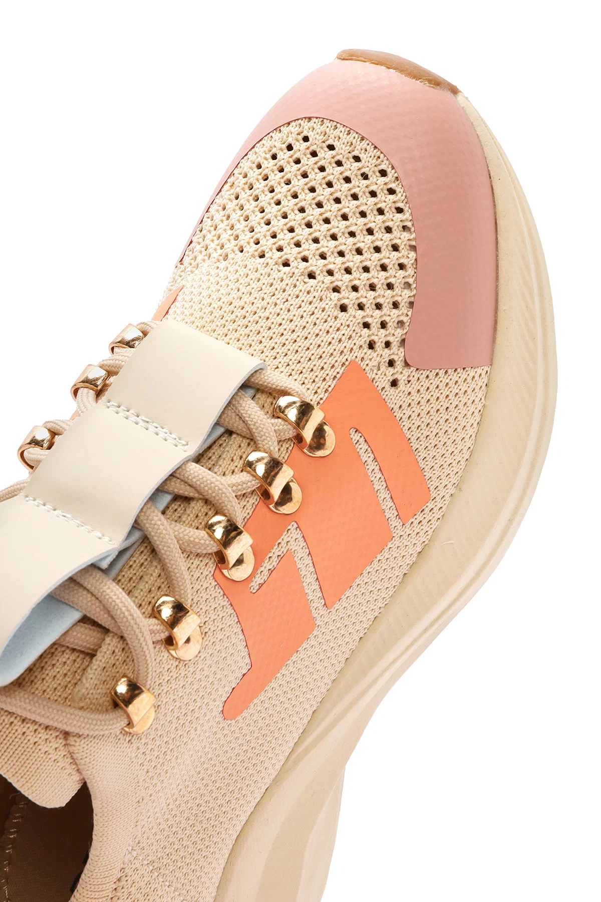 Derimod Zero Kadın Bej Kalın Tabanlı Bağcıklı Kumaş Sneaker - Image 10