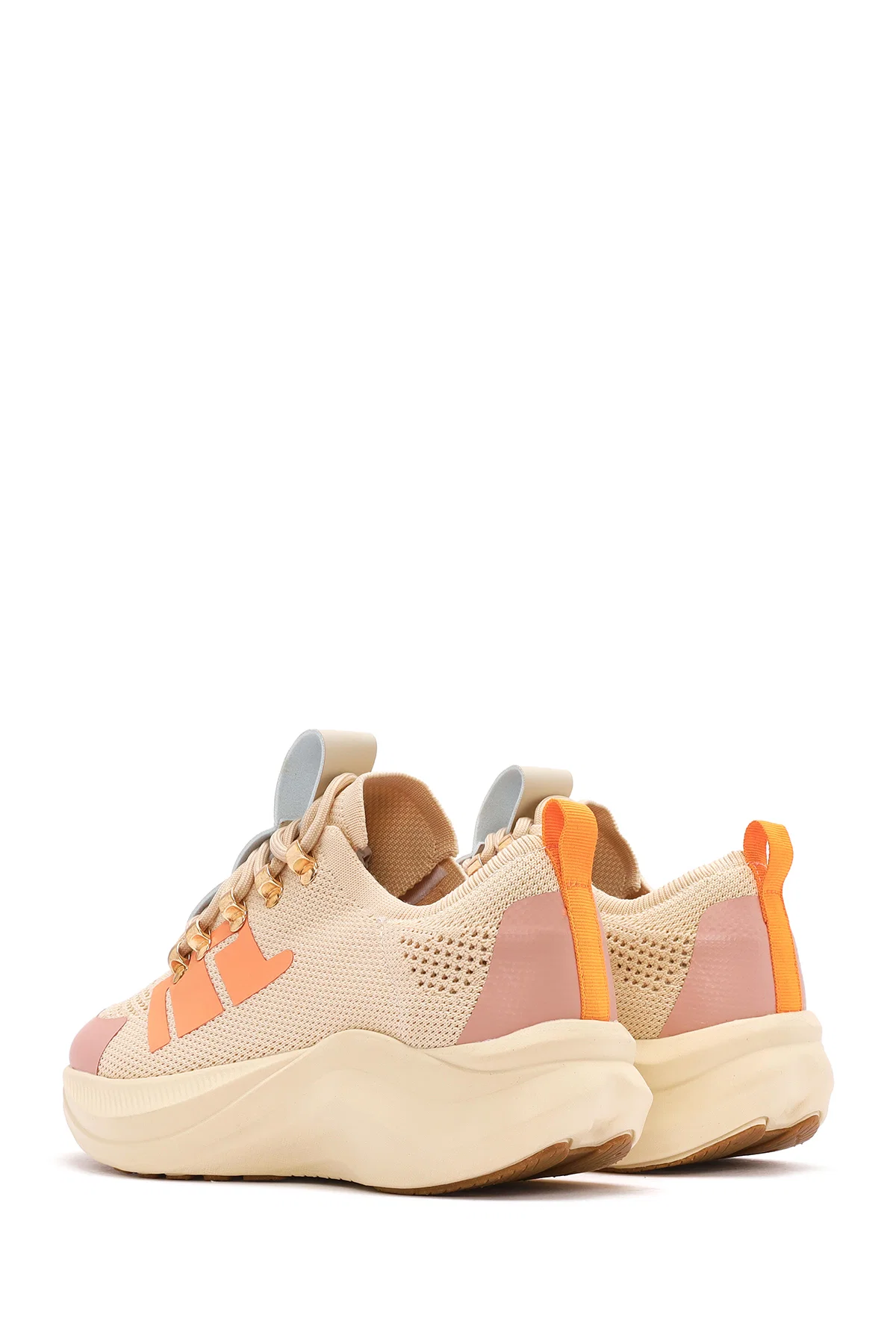 Derimod Zero Kadın Bej Kalın Tabanlı Bağcıklı Kumaş Sneaker - Image 5