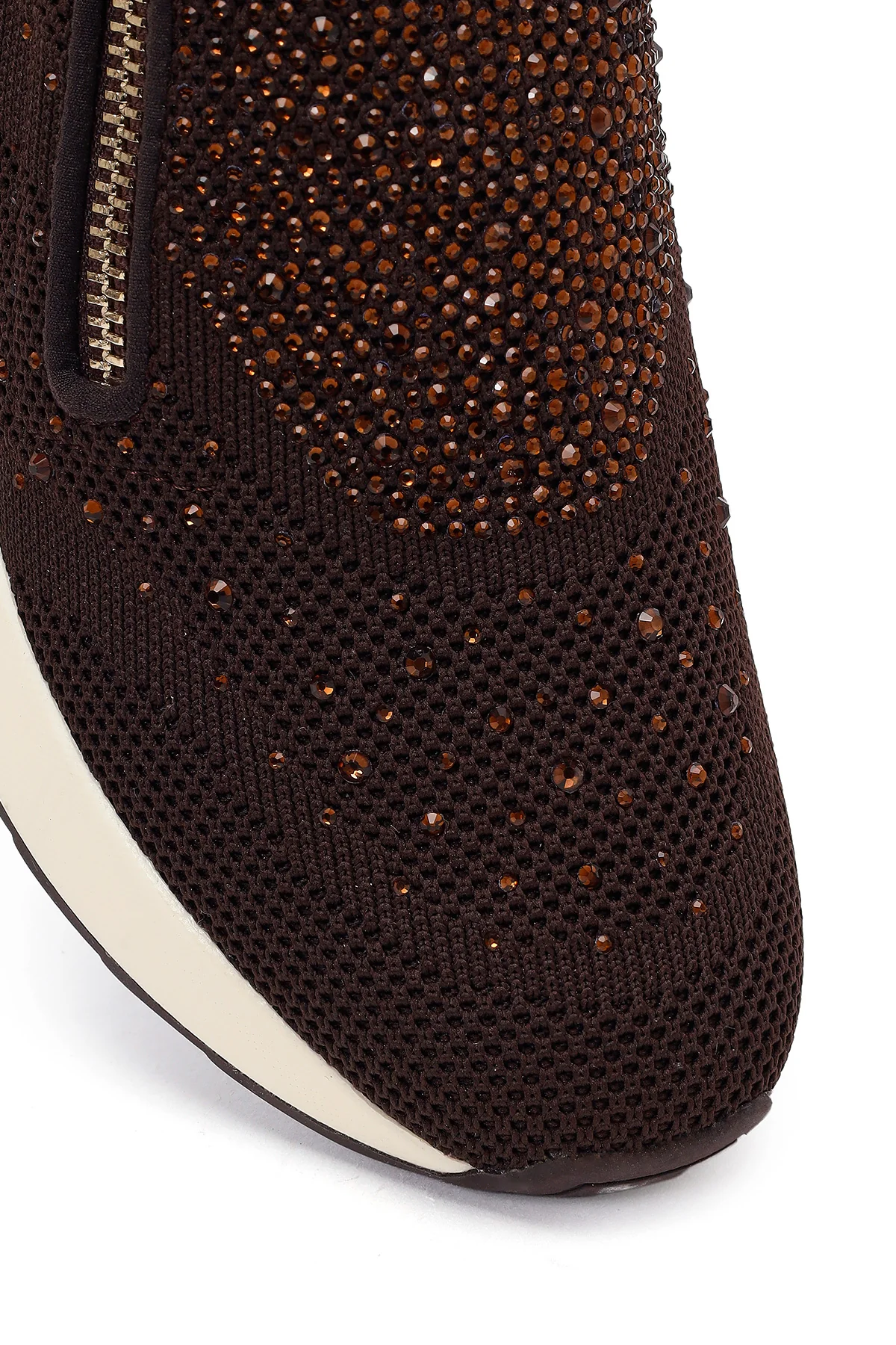 Derimod Zero Kadın Kahverengi Fermuarlı Dolgu Topuklu Kumaş Sneaker - Image 10