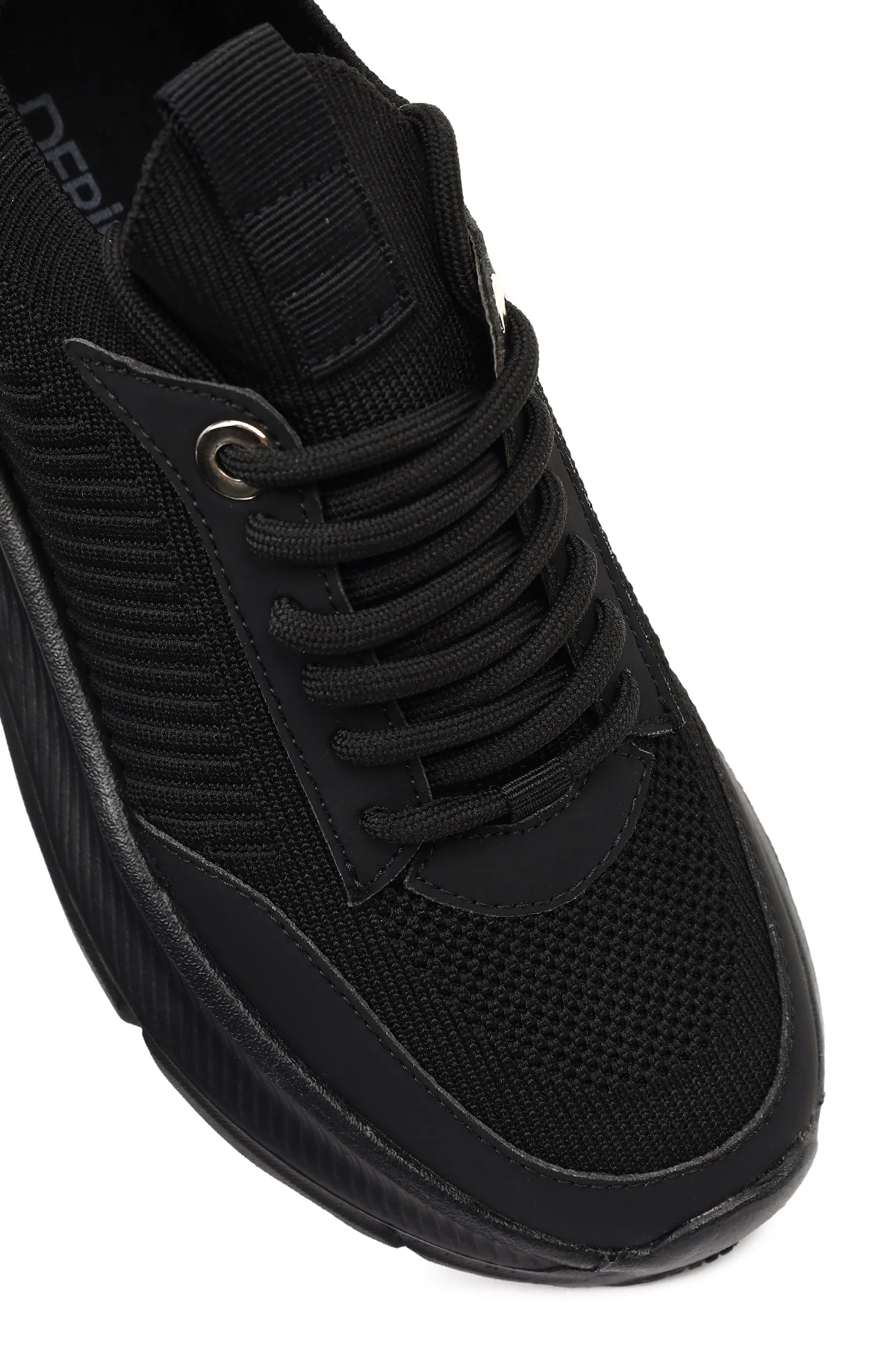 Derimod Zero Kadın Siyah Bağcıklı Kalın Tabanlı Kumaş Sneaker - Image 10