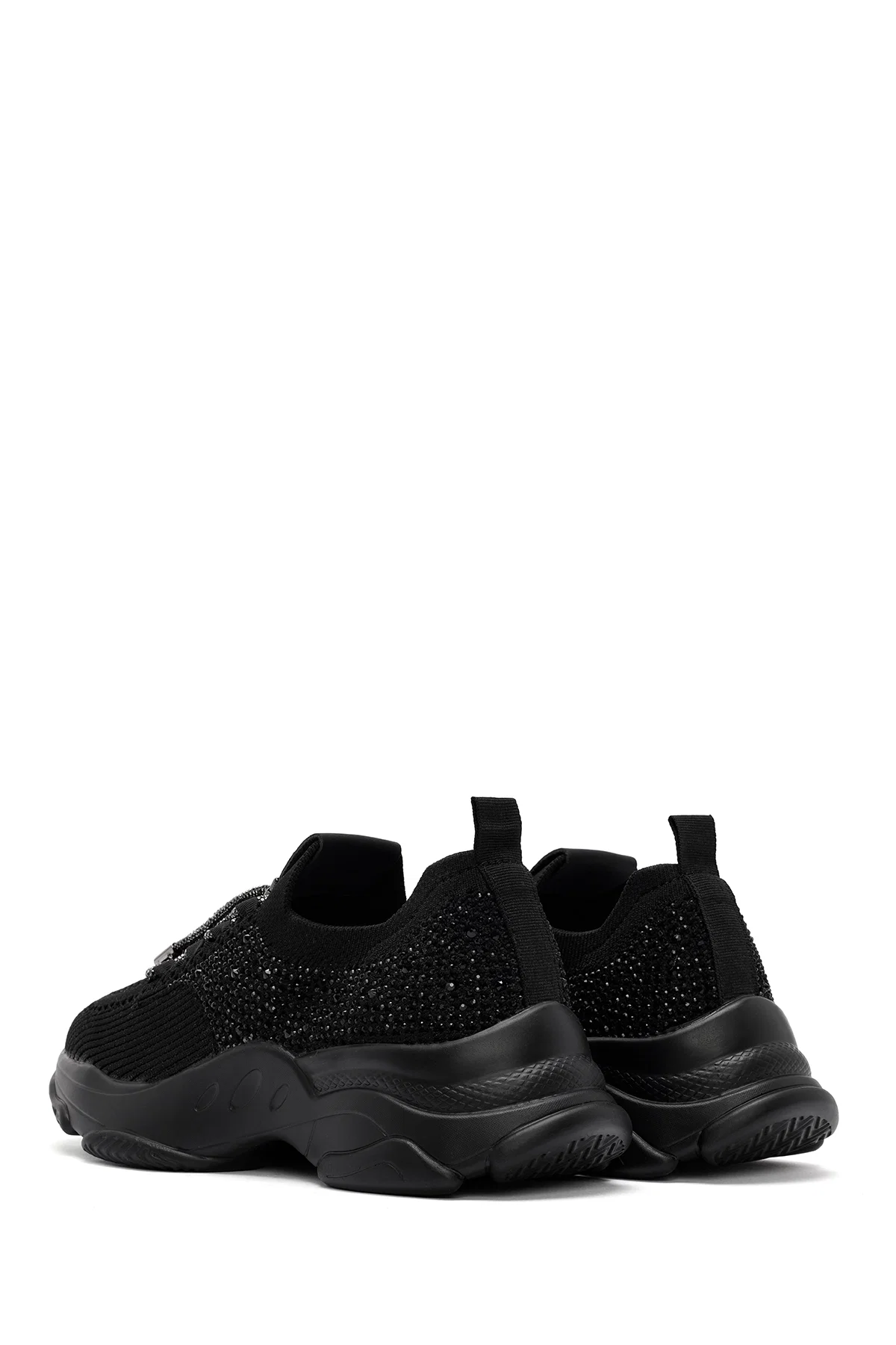 Derimod Zero Kadın Siyah Bağcıklı Taş Detaylı Kumaş Sneaker - Image 5