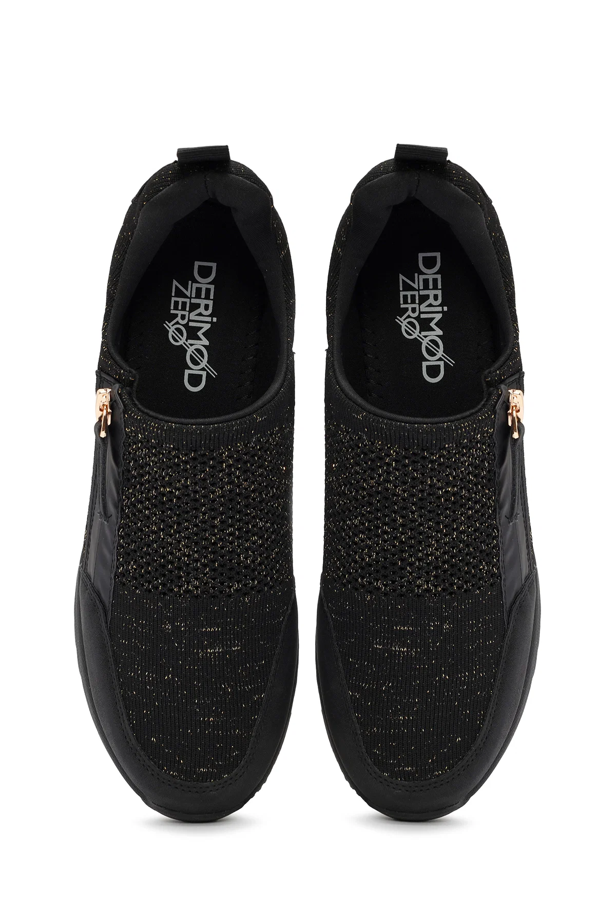 Derimod Zero Kadın Siyah Fermuarlı Dolgu Topuklu Kumaş Sneaker - Image 7