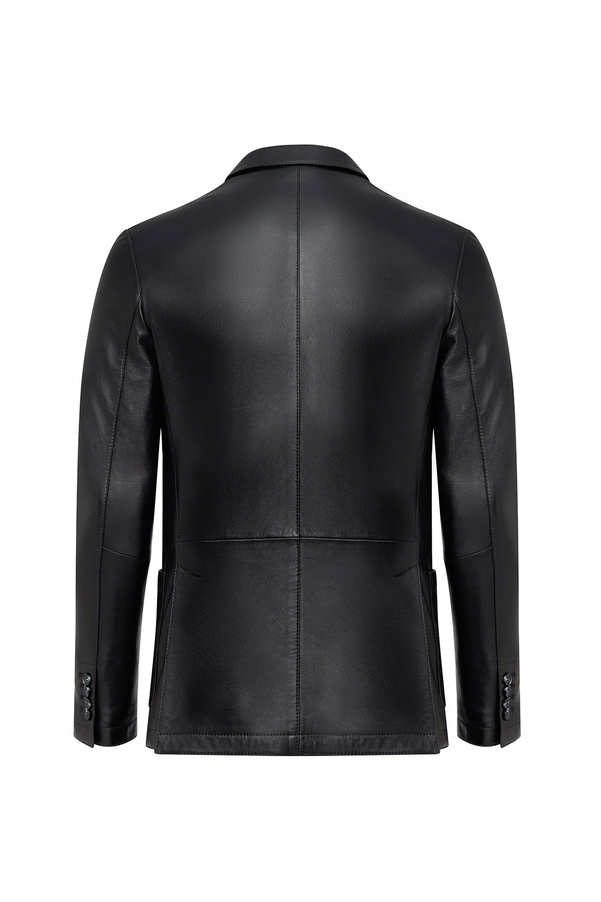 Dominic Erkek Siyah Blazer Deri Ceket - Image 2