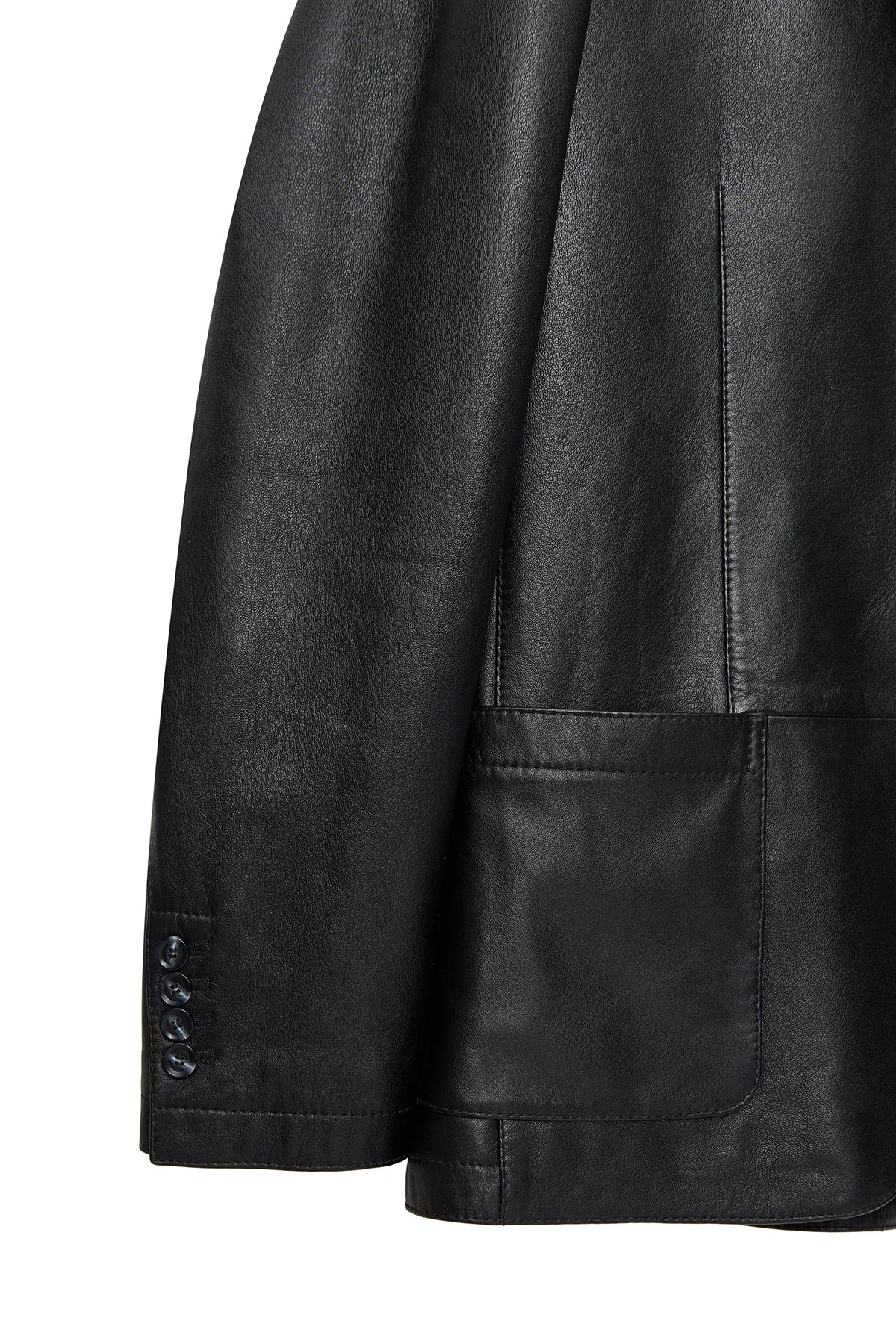 Dominic Erkek Siyah Blazer Deri Ceket - Image 3