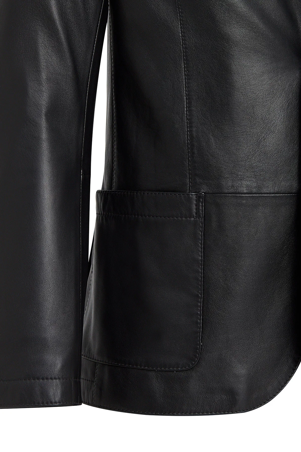 Dominic Erkek Siyah Blazer Deri Ceket - Image 4