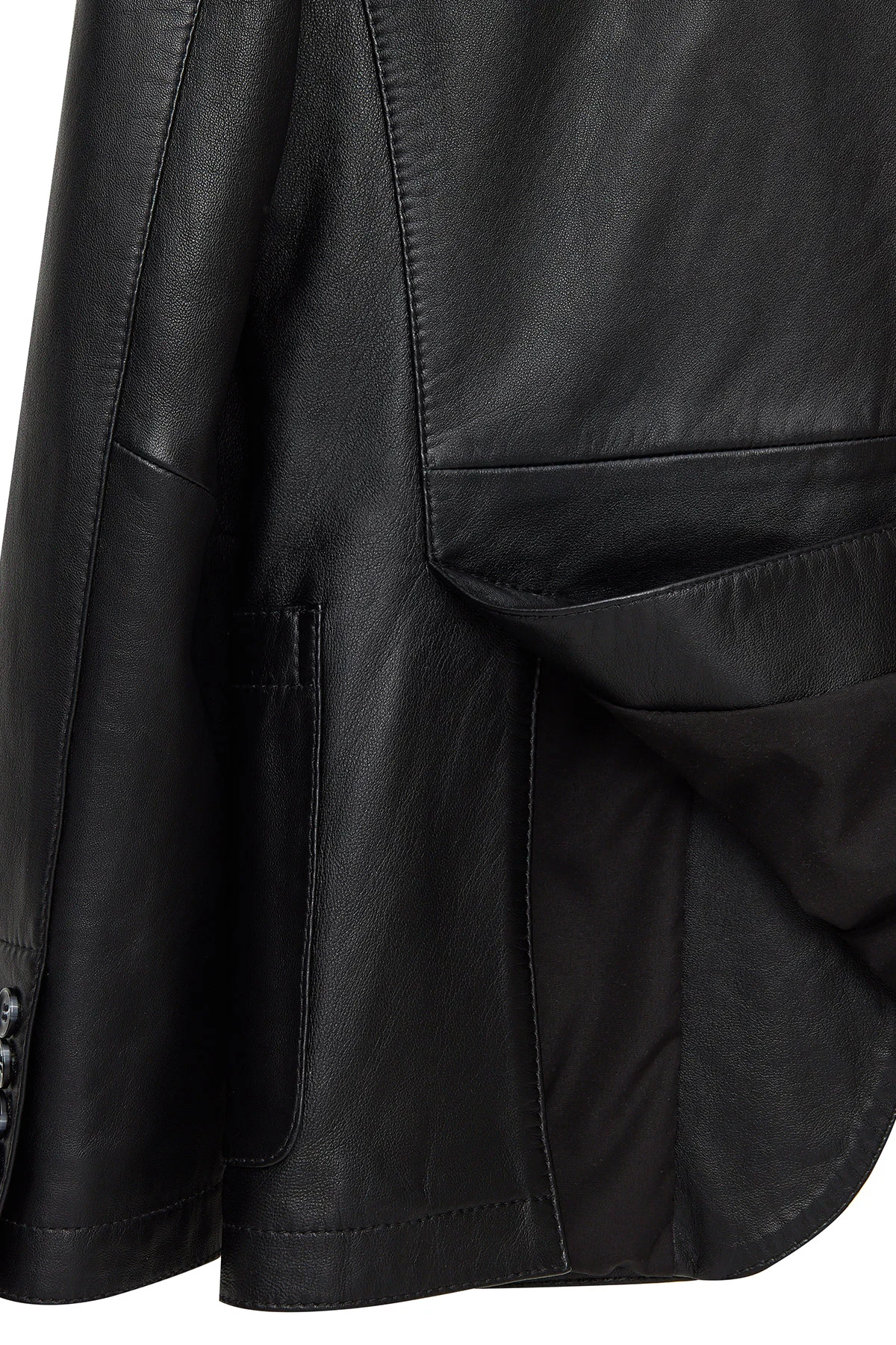 Dominic Erkek Siyah Blazer Deri Ceket - Image 6