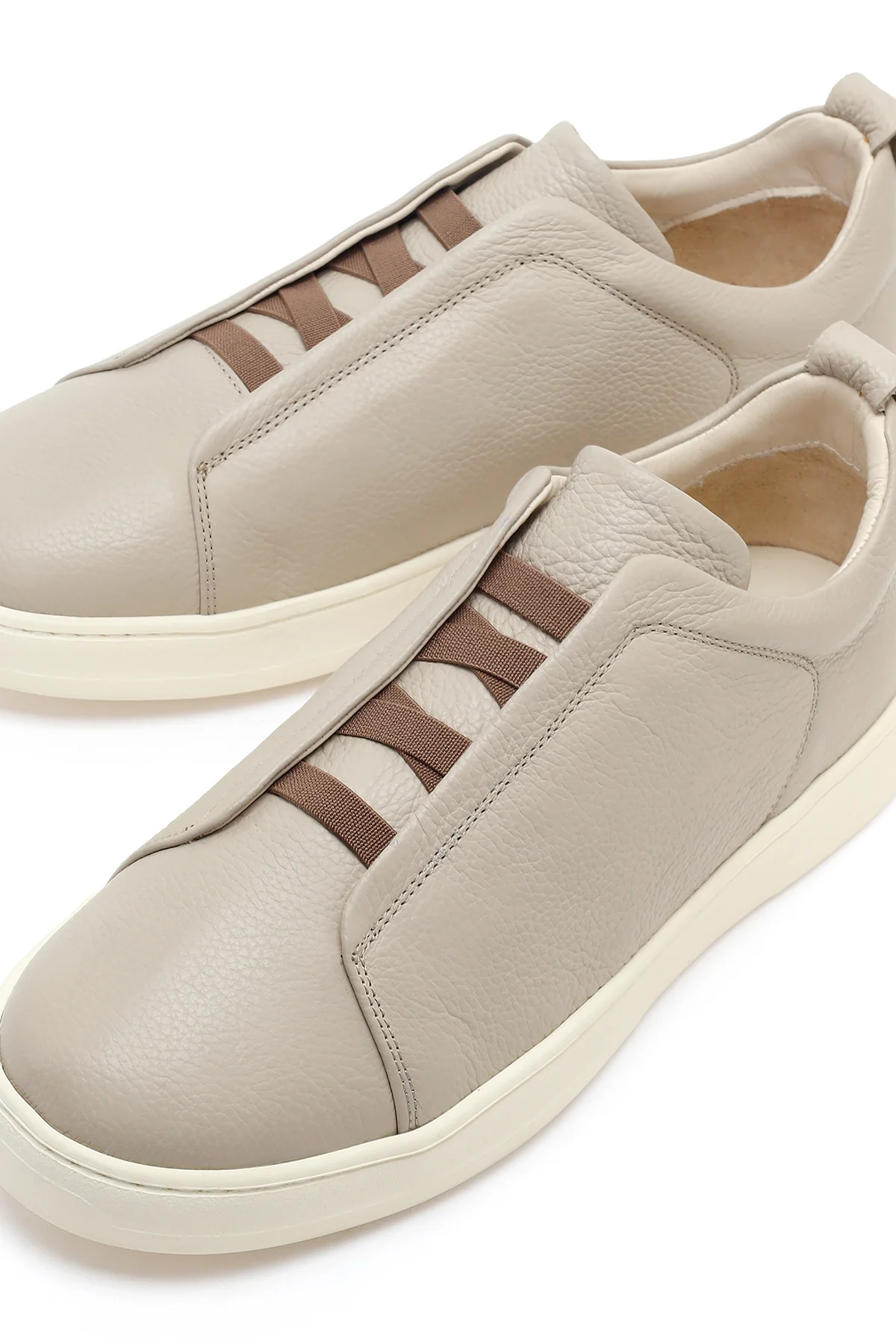 Erkek Açık Gri Deri Sneaker - Image 10