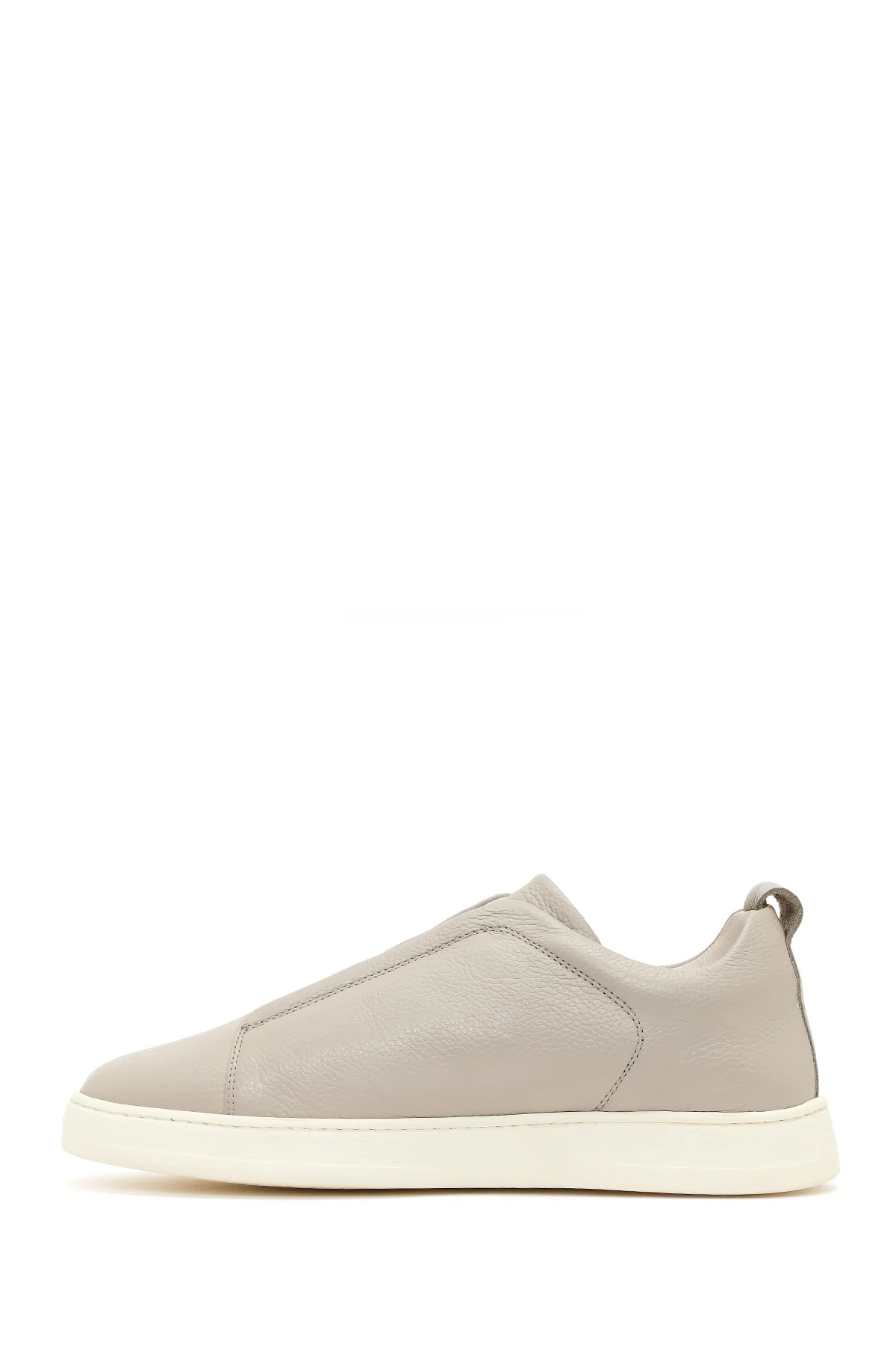 Erkek Açık Gri Deri Sneaker - Image 3