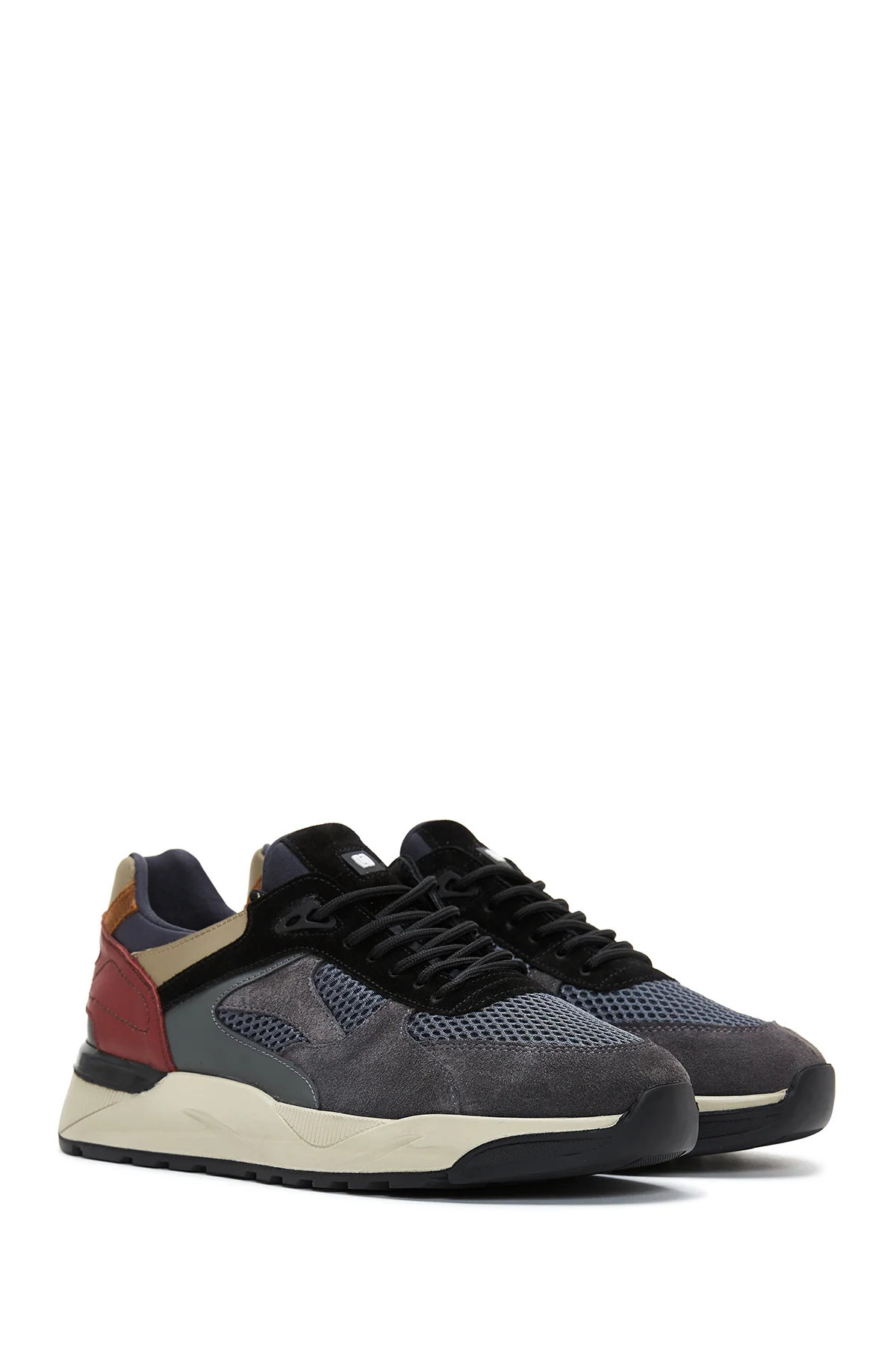 Erkek Antrasit Süet Deri Detaylı Sneaker - Image 3
