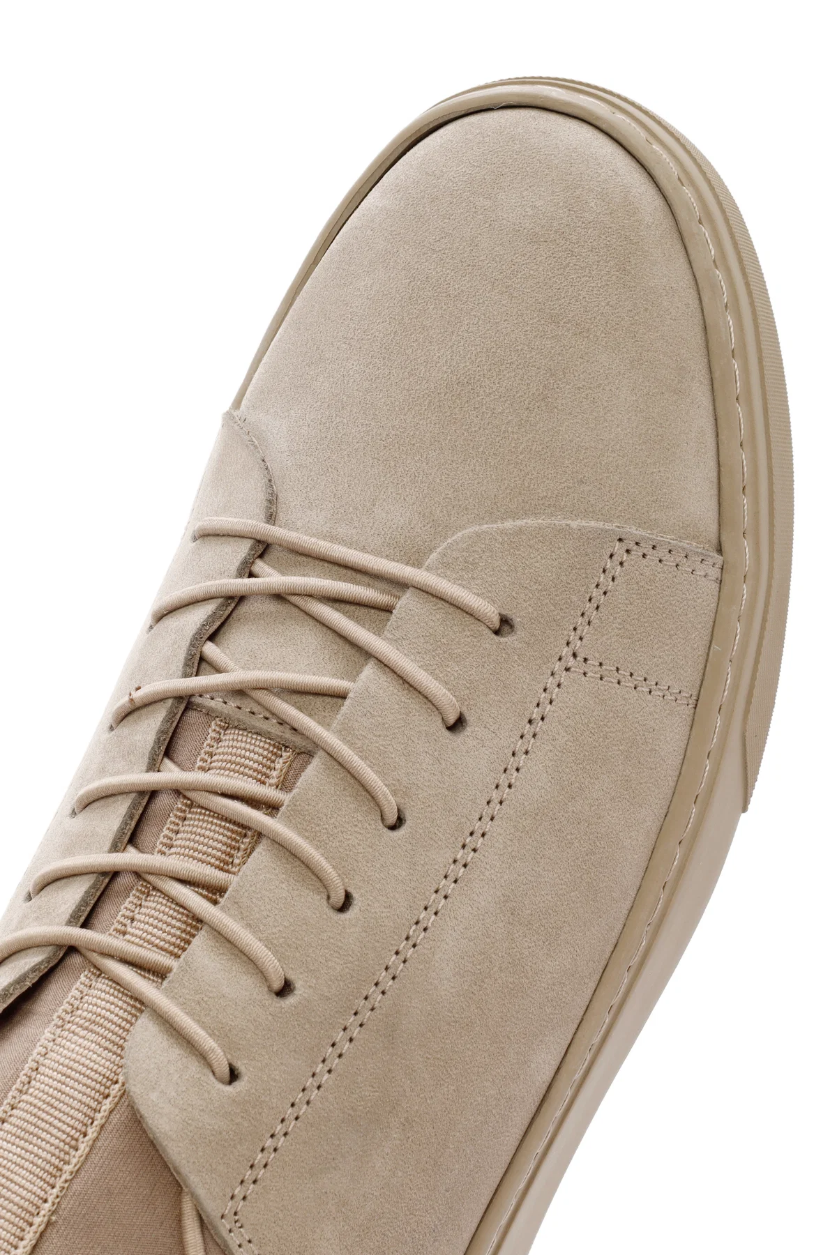 Erkek Bej Bağcıklı Deri Sneaker - Image 10