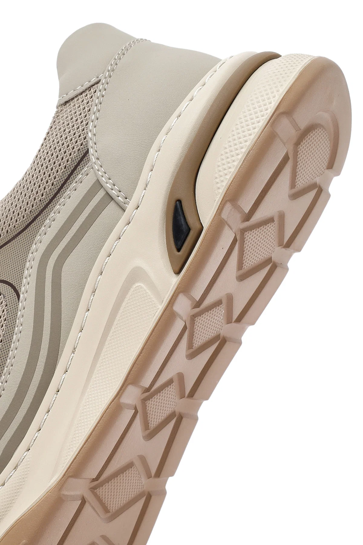 Erkek Bej Bağcıklı Deri Sneaker - Image 8