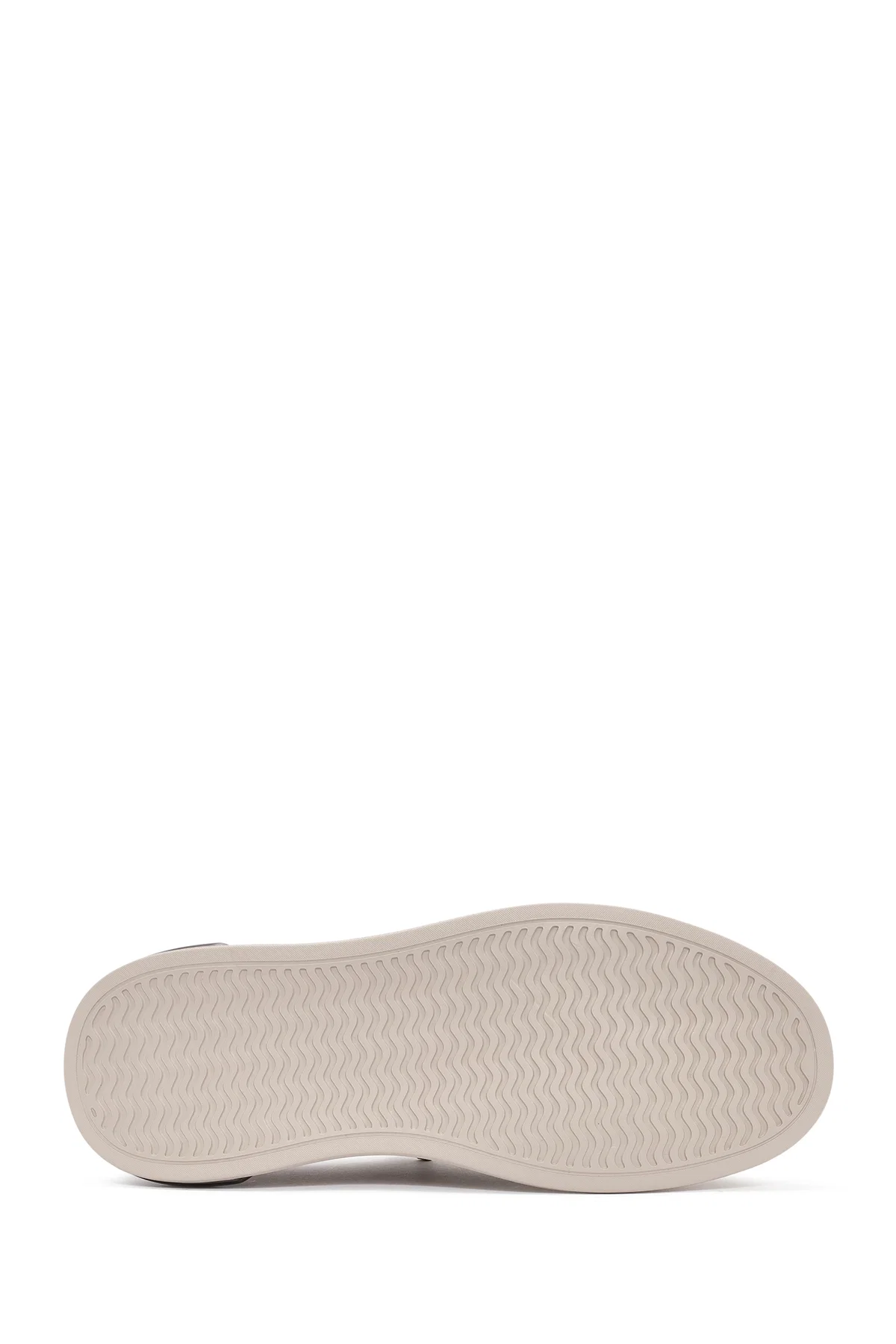 Erkek Bej Bağcıklı Desenli Kumaş Sneaker - Image 4
