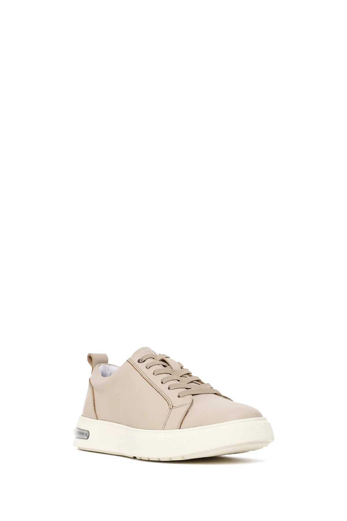 Erkek Bej Bağcıklı Kalın Tabanlı Deri Sneaker - Image 7
