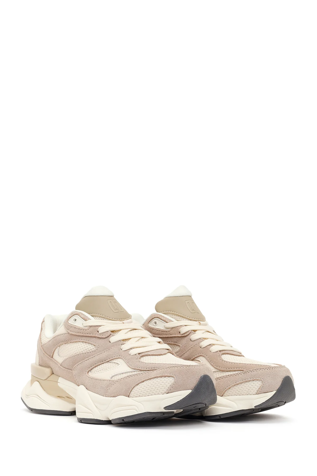 Erkek Bej Bağcıklı Kalın Tabanlı Deri Sneaker - Image 2