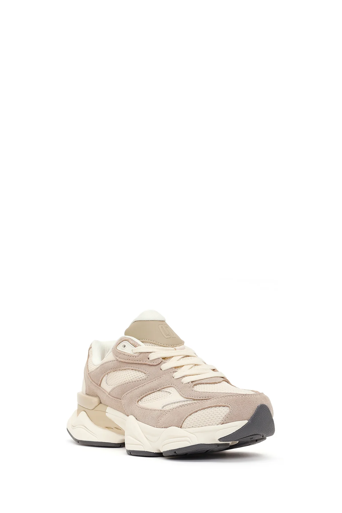 Erkek Bej Bağcıklı Kalın Tabanlı Deri Sneaker - Image 7