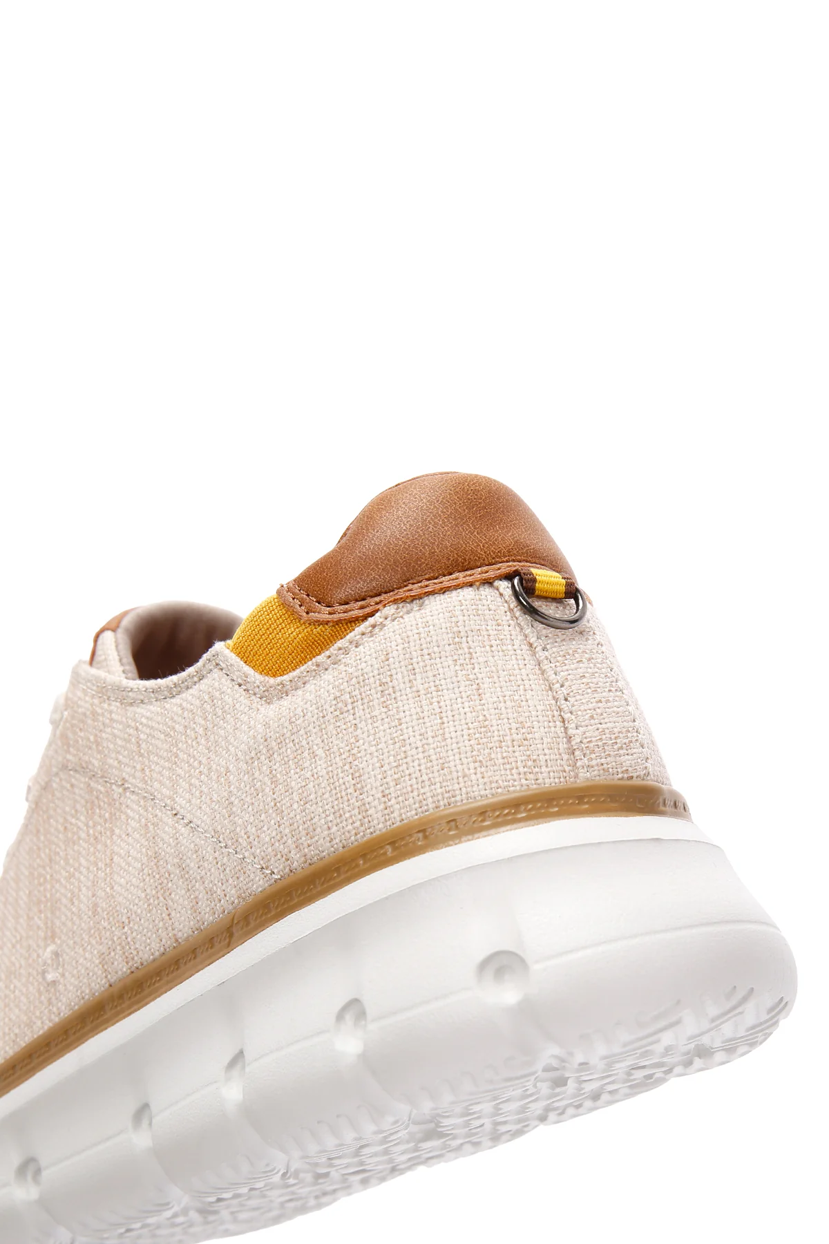 Erkek Bej Bağcıklı Kalın Tabanlı Kumaş Sneaker - Image 11
