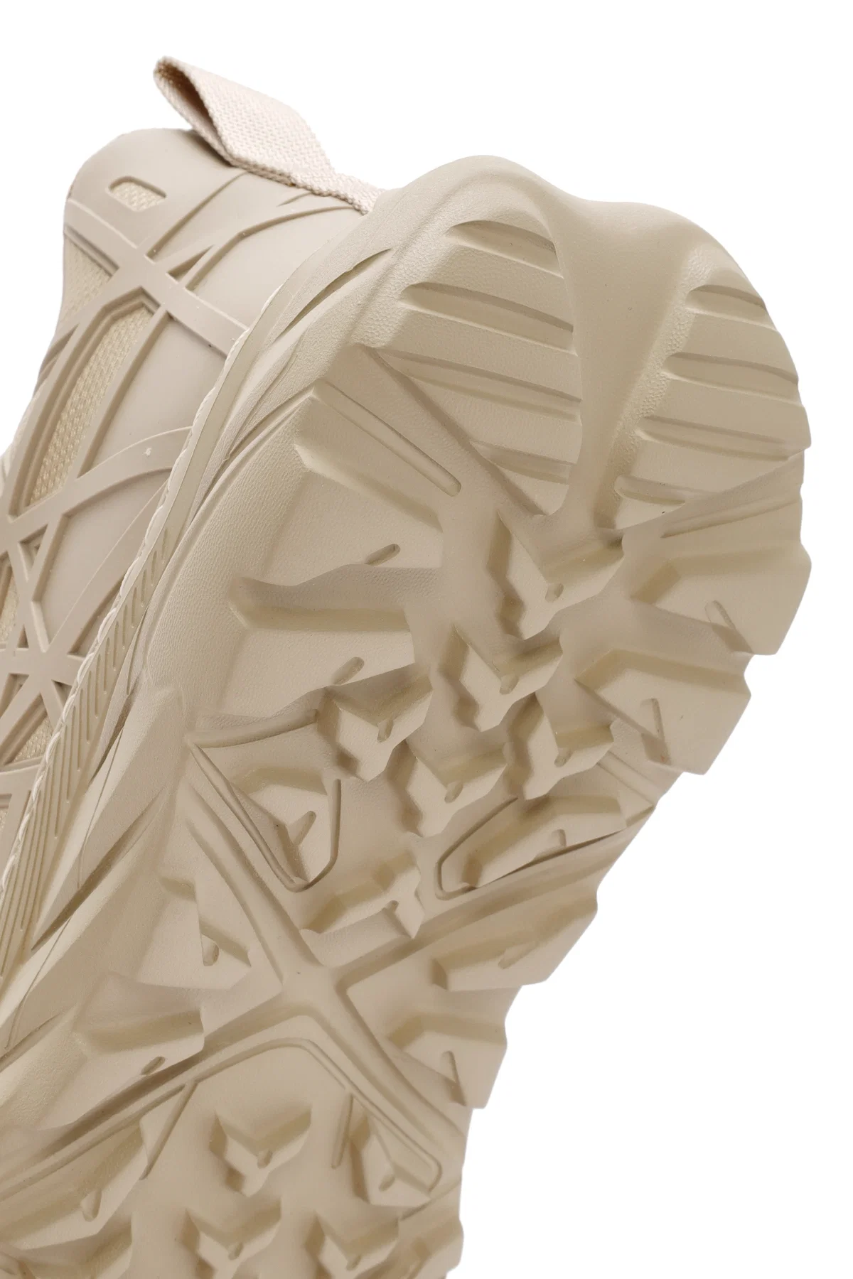 Erkek Bej Bağcıklı Kalın Tabanlı Kumaş Sneaker - Image 8