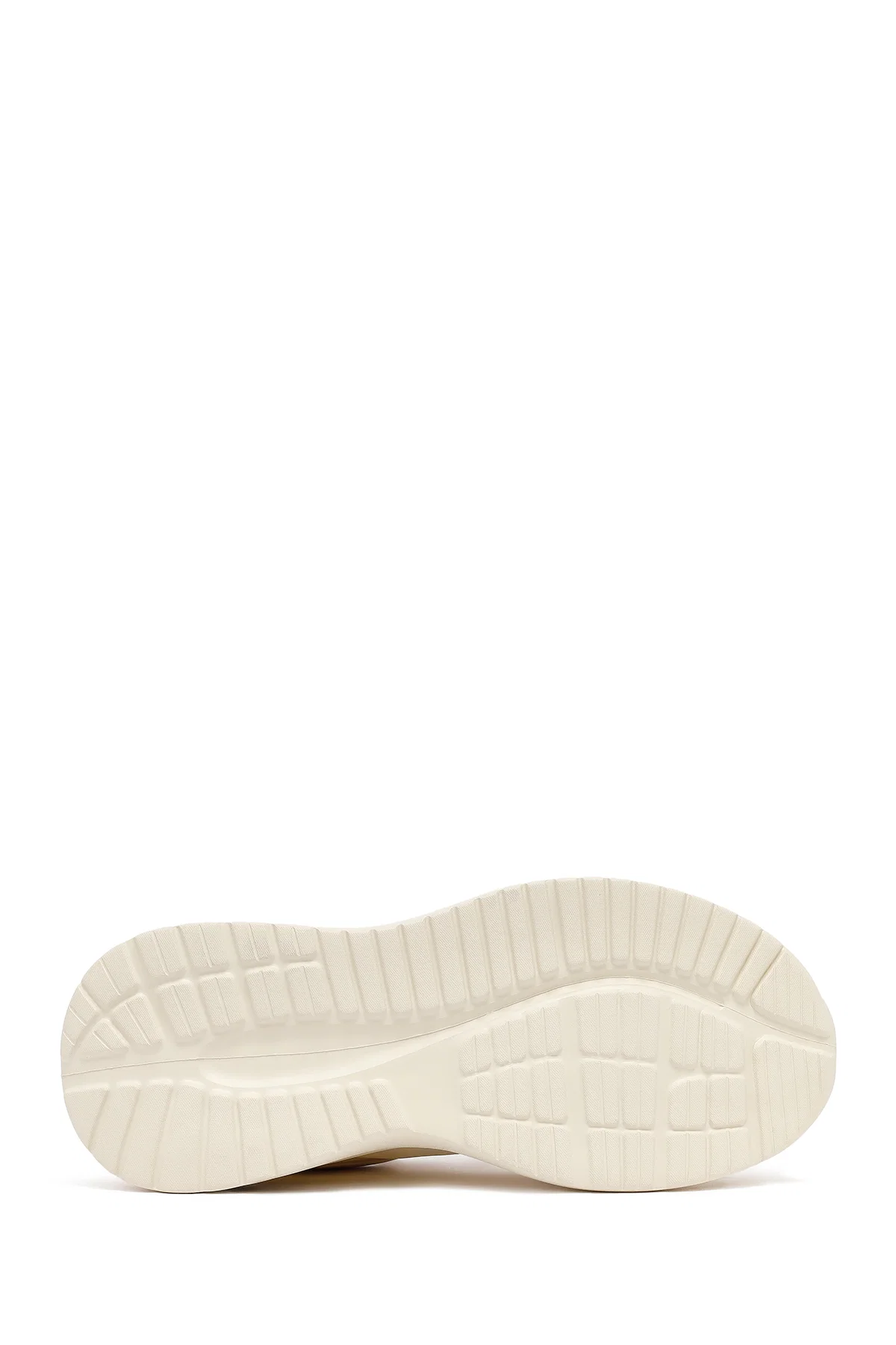 Erkek Bej Bağcıklı Kalın Tabanlı Kumaş Sneaker - Image 4