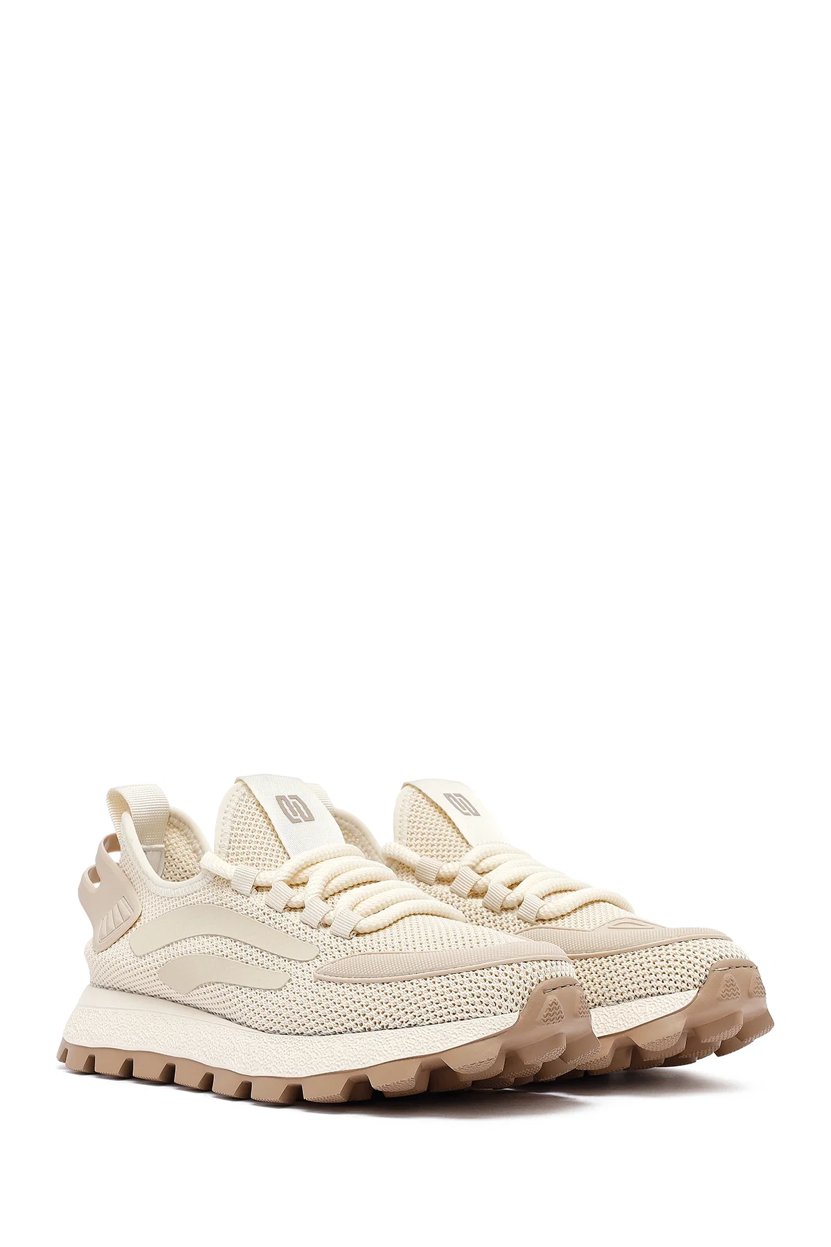 Derimod Zero Erkek Bej Bağcıklı Kalın Tabanlı Kumaş Sneaker - Image 3