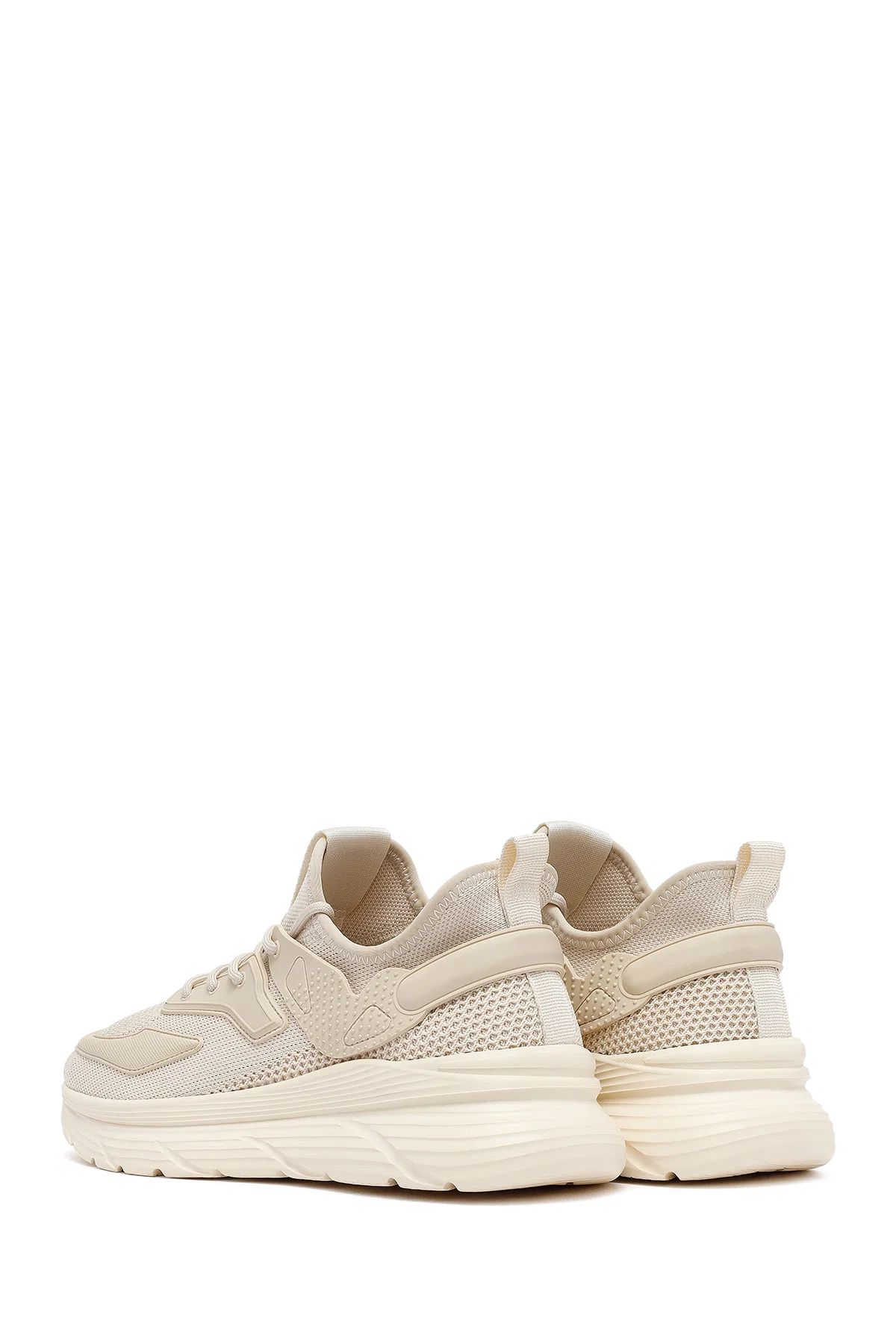 Derimod Zero Erkek Bej Bağcıklı Kalın Tabanlı Kumaş Sneaker - Image 5