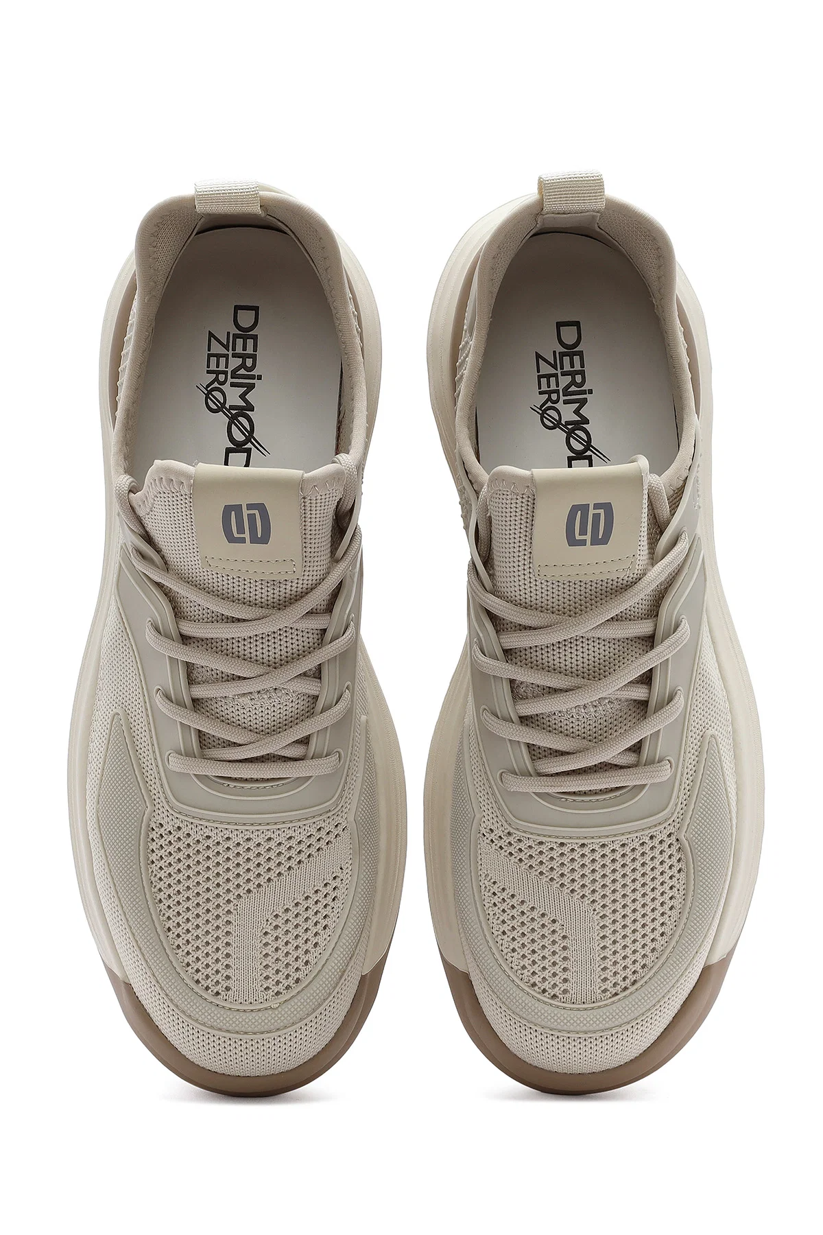 Erkek Bej Bağcıklı Kalın Tabanlı Sneaker - Image 7