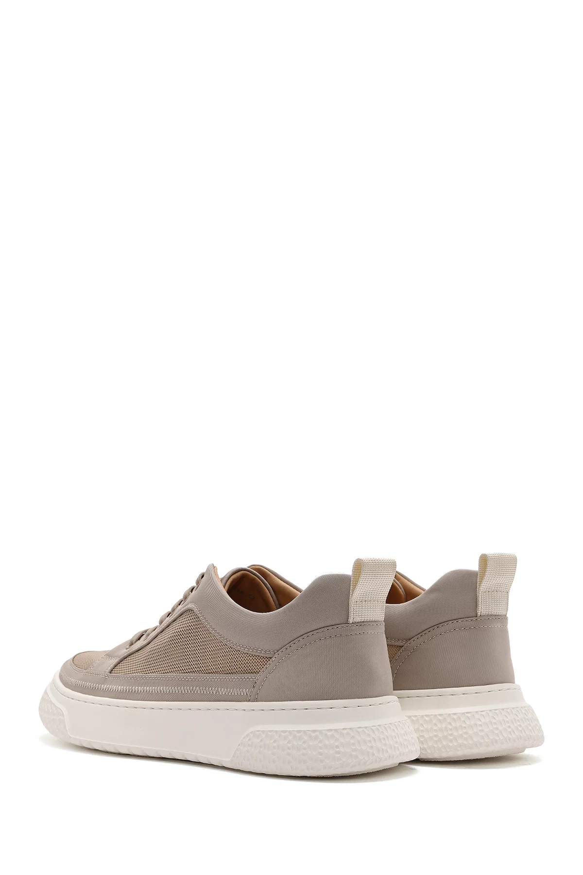 Erkek Bej Bağcıklı Kalın Tabanlı Sneaker - Image 5