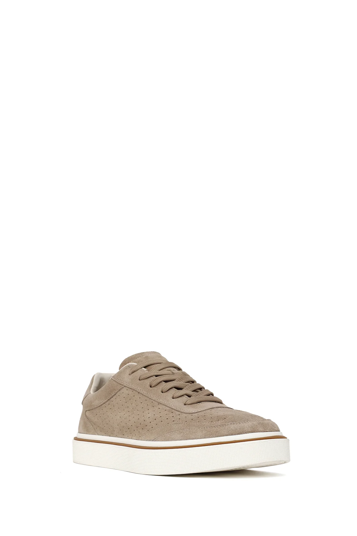 Erkek Bej Bağcıklı Kalın Tabanlı Süet Deri Sneaker - Image 7