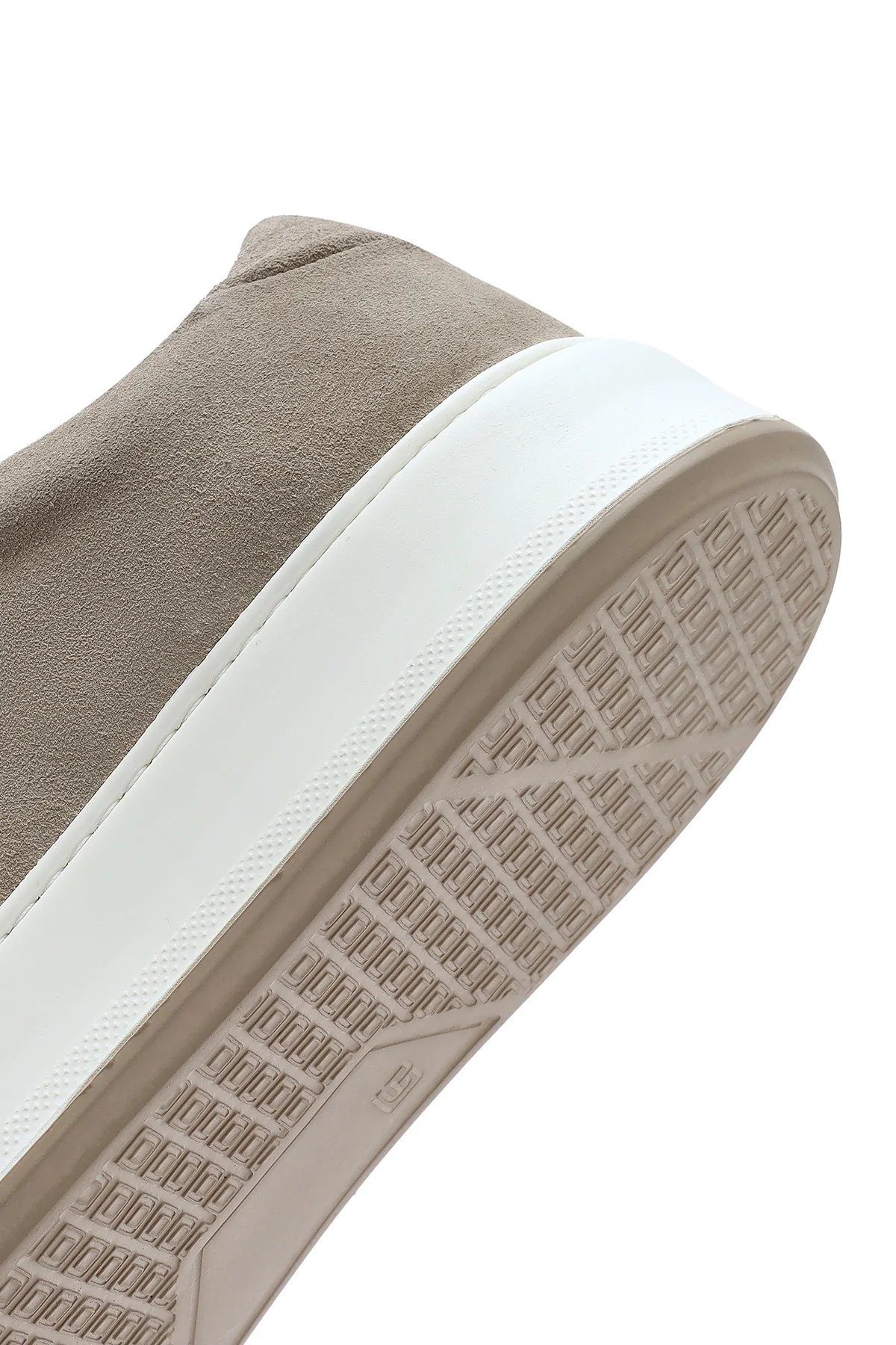 Erkek Bej Bağcıklı Kalın Tabanlı Süet Deri Sneaker - Image 8