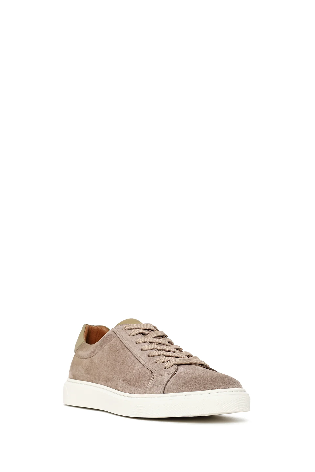 Erkek Bej Bağcıklı Kalın Tabanlı Süet Deri Sneaker - Image 7