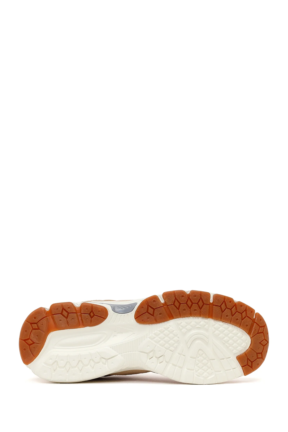 Erkek Bej Bağcıklı Kalın Tabanlı Süet Deri Sneaker - Image 5