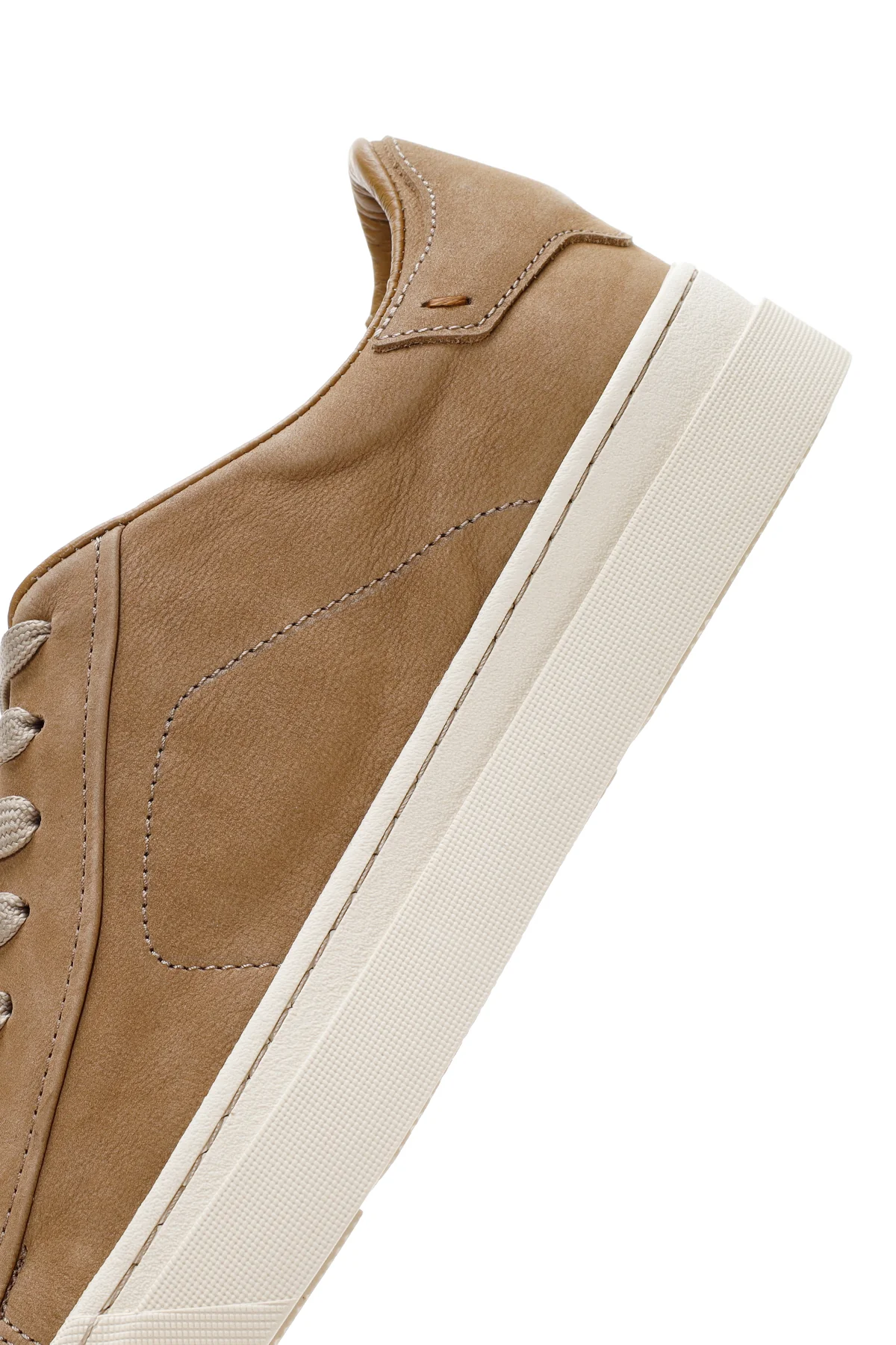 Erkek Bej Bağcıklı Nubuk Deri Sneaker - Image 7