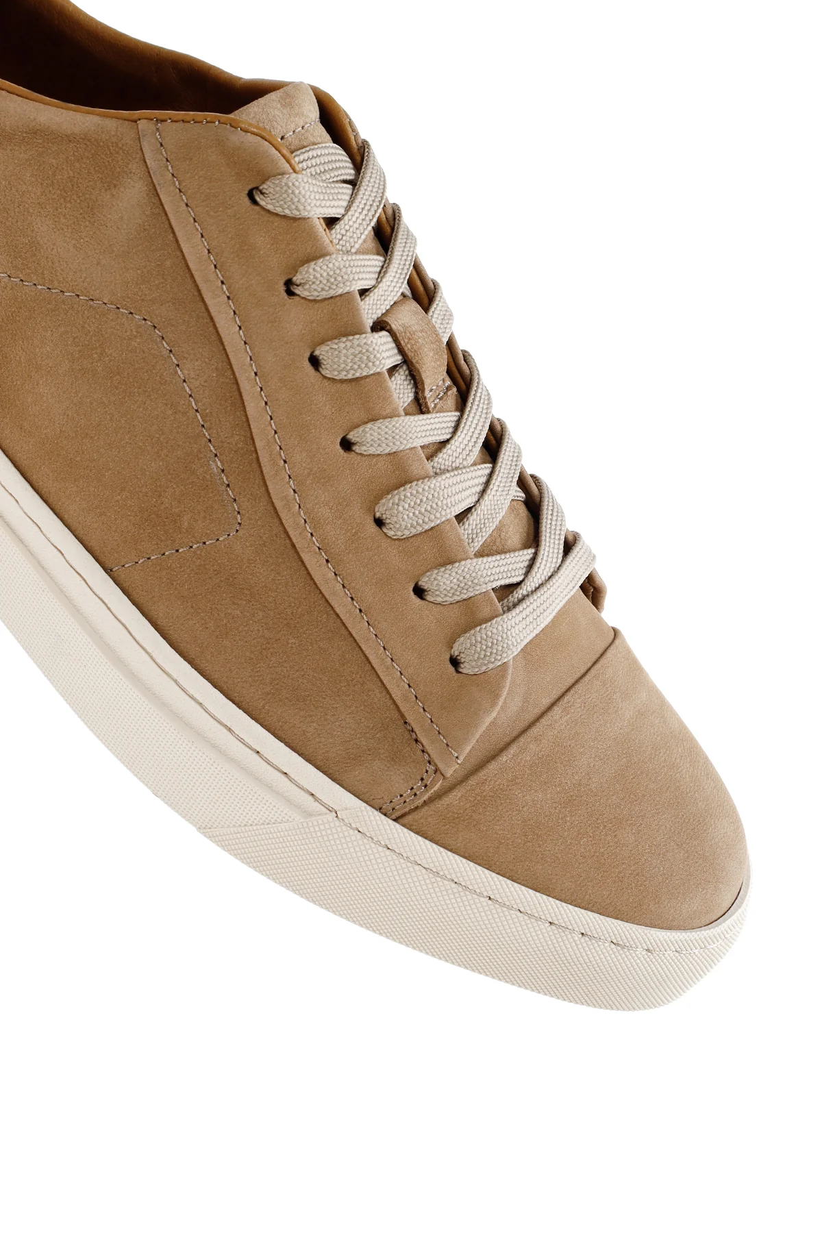 Erkek Bej Bağcıklı Nubuk Deri Sneaker - Image 9