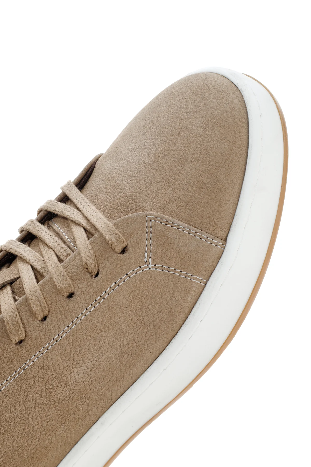 Erkek Bej Bağcıklı Nubuk Deri Sneaker - Image 8