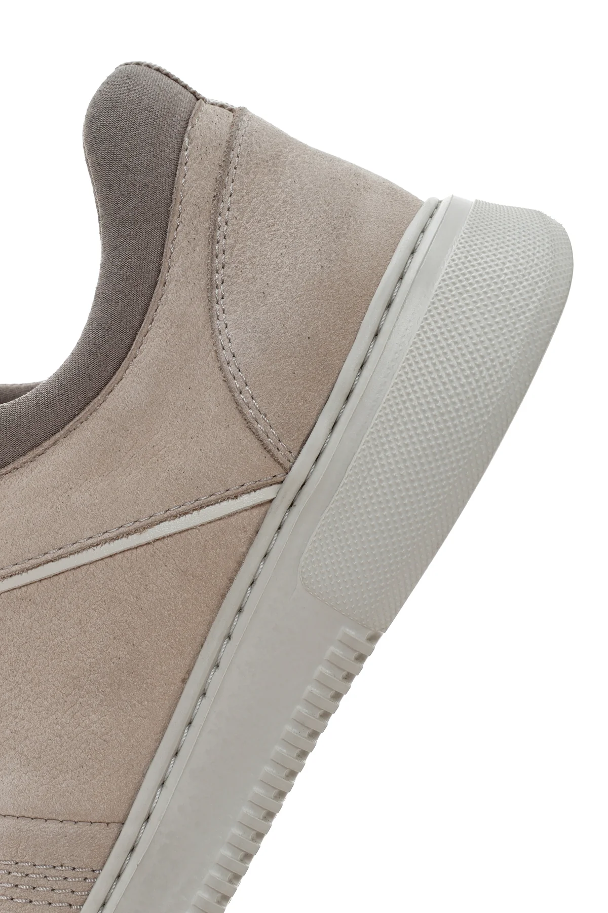 Erkek Bej Bağcıklı Nubuk Deri Sneaker - Image 7