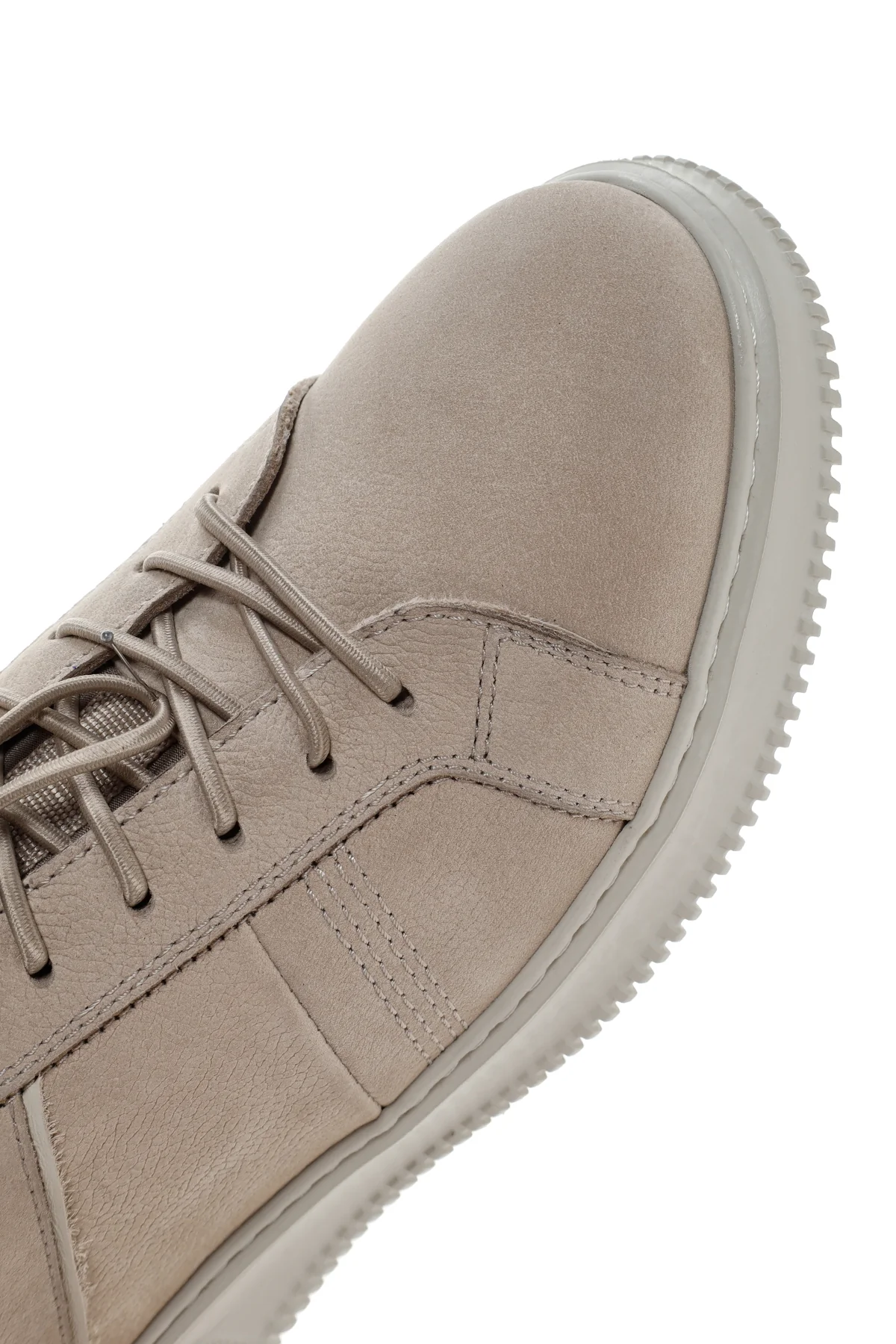 Erkek Bej Bağcıklı Nubuk Deri Sneaker - Image 9